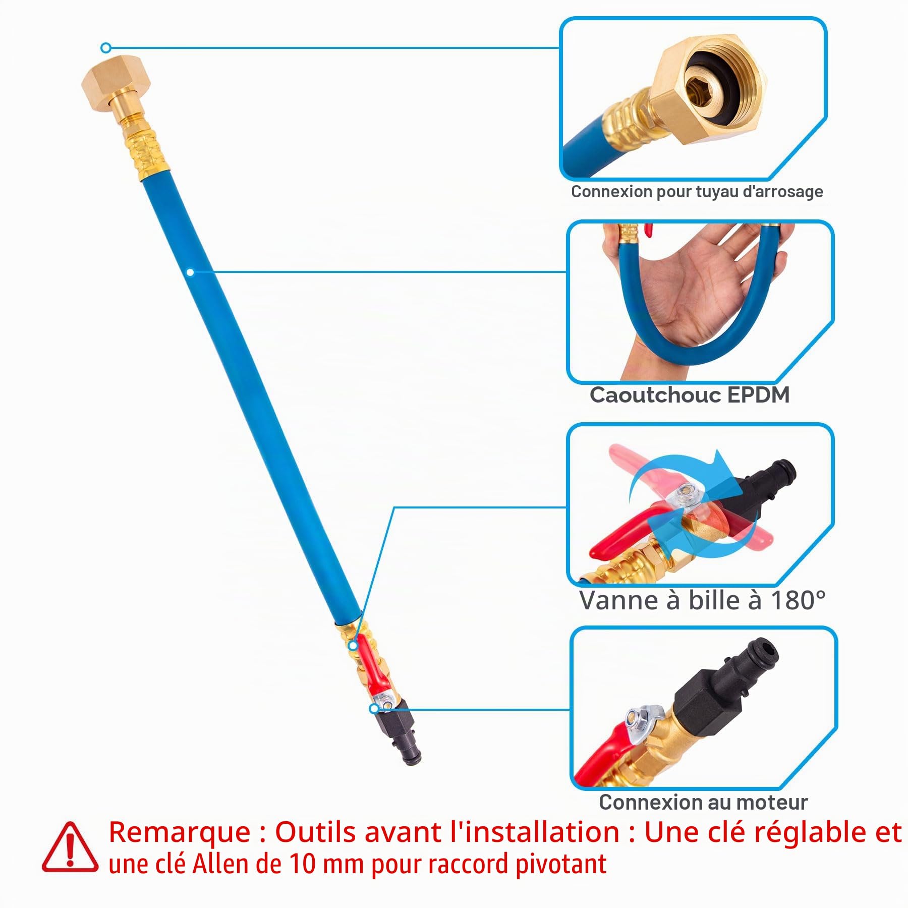 Kit de raccord de tuyau de chasse pour Yamaha, PWC WaveRunner/Sport Jet Boat Bleu Compatible avec Yamaha, LX VX VXR FXHO VX110 VX Deluxe FX Cruiser Jet Ski GP1800 GP1300 AR190