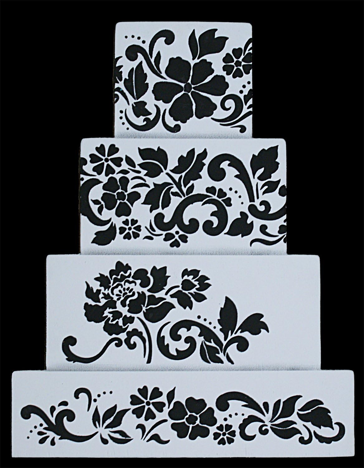 Designer Stencils C433 Floral Explosion Set Cake Stencils, Beige/semi-transparent