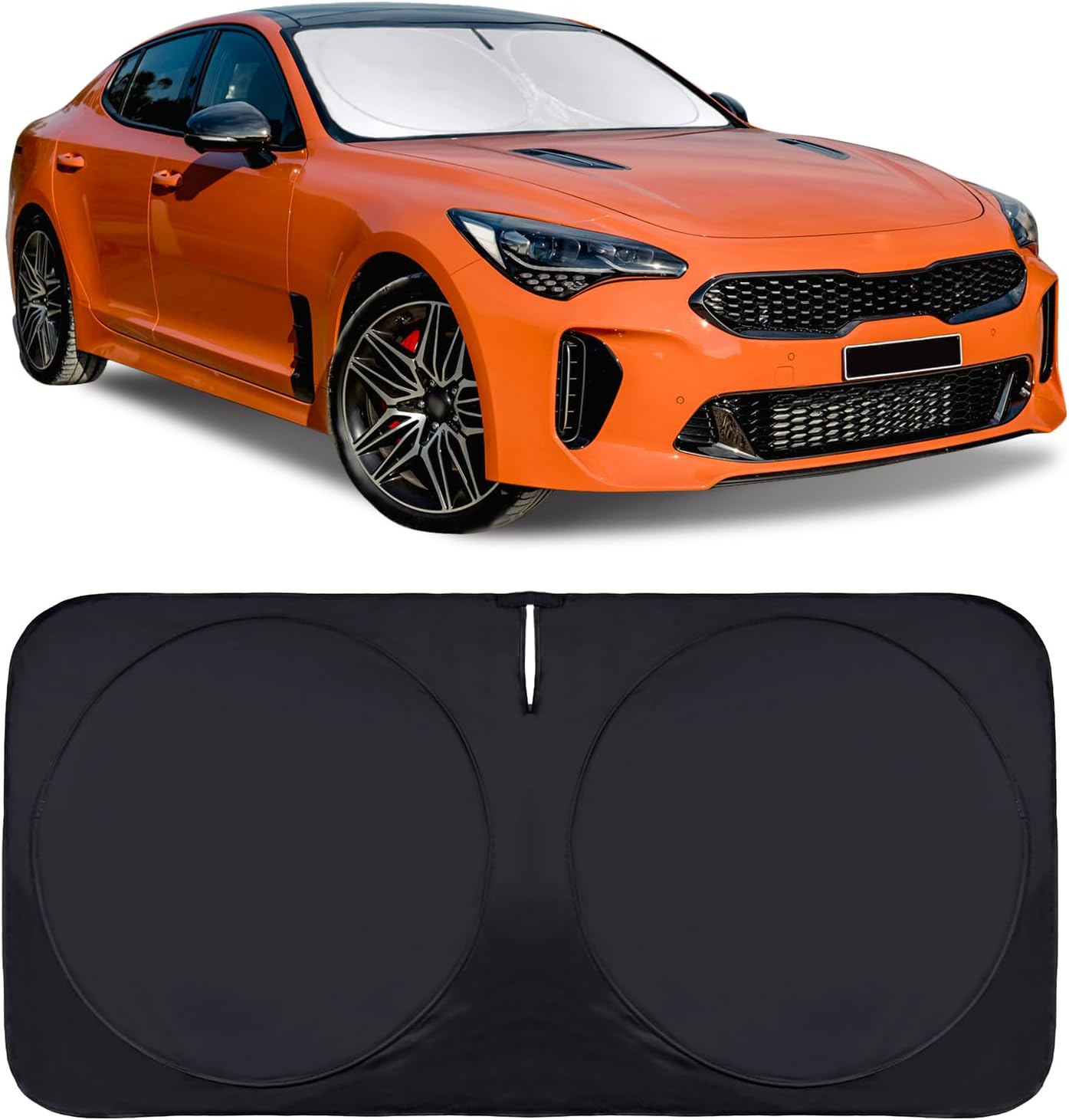 Sunshade Windshield Sun Shade for Kia K5 2021-2026 K900 Stinger Accessories, Custom Fit KIA Stinger 2017 2018-2022 2023 Front Window Foldable Sun Visor Protector Retractable UV Reflector Blocks UV Ray