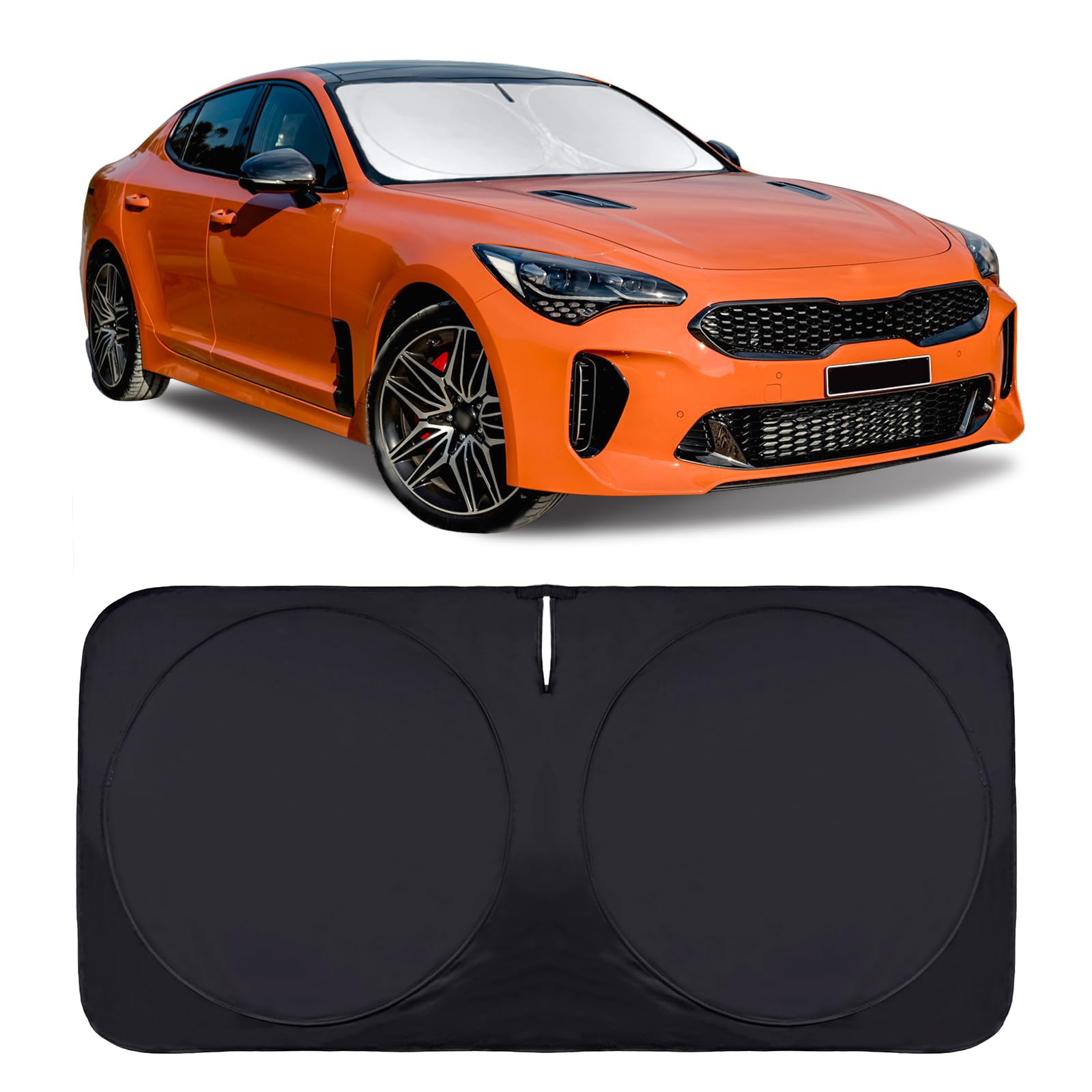 Sunshade Windshield Sun Shade for Kia K5 2021-2026 K900 Stinger Accessories, Custom Fit KIA Stinger 2017 2018-2022 2023 Front Window Foldable Sun Visor Protector Retractable UV Reflector Blocks UV Ray