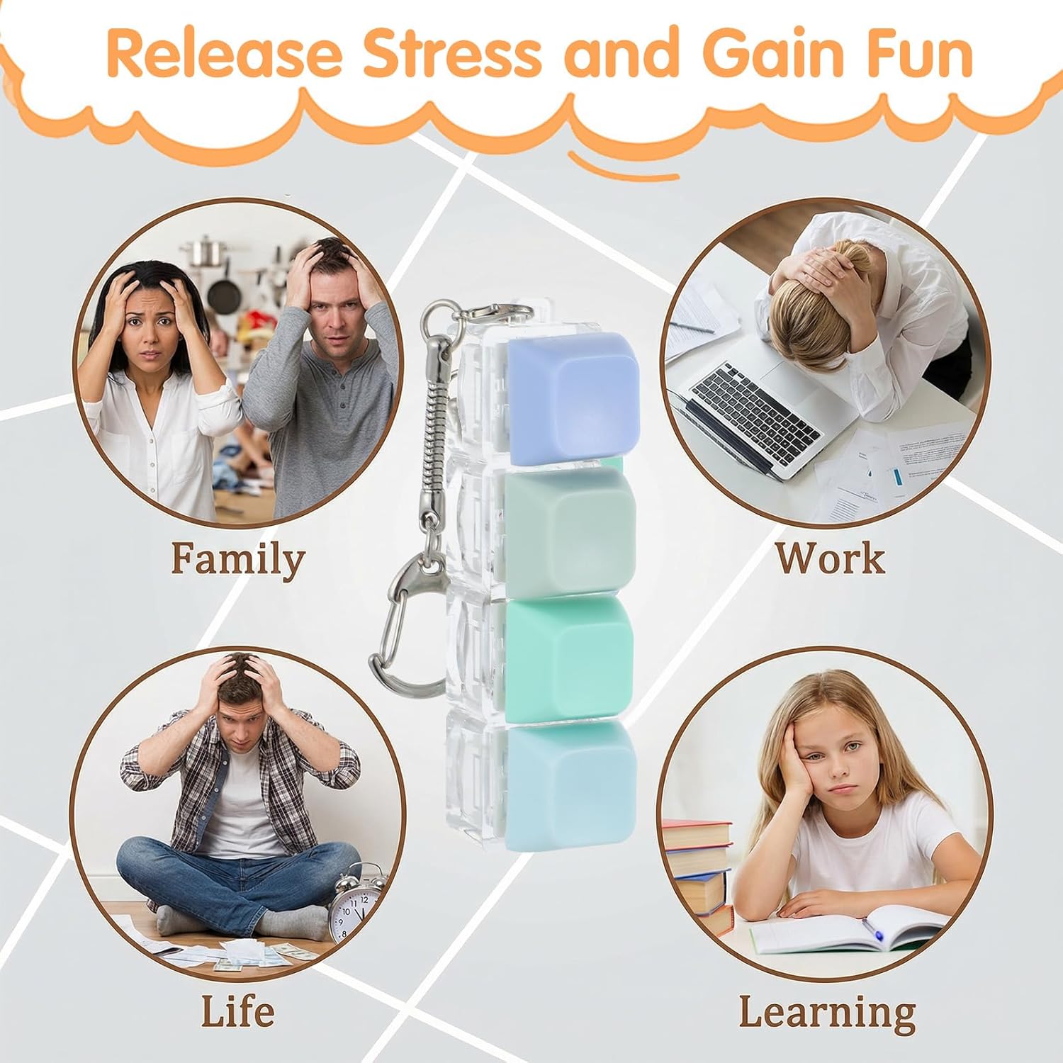 2Pcs Keyboard Fidget Toy, Quiet & Loud Fidget Keyboard Toys Clicker Green Cute Fidgets Keychain Decoration for Adults Relief Stress Anxiety Office Work