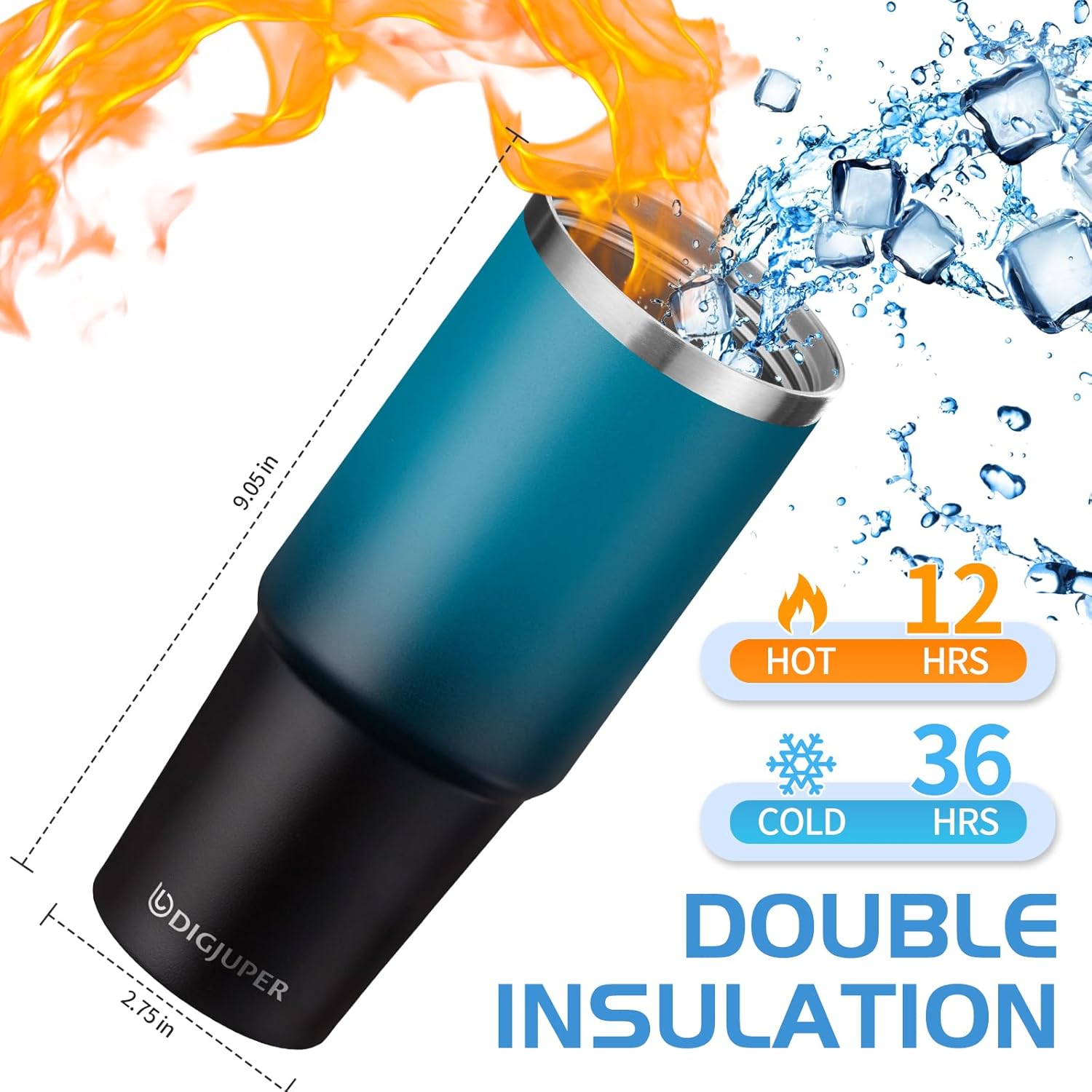 30oz Stainless-steel Tumblers with Lid and straw - Top Handle, Silicone Boot & Bottle Strap Sleeve, 30 oz Insulated Water Bottles that Fits in Cup Holder, Travel Coffee Tumbler Keep Cold 24h/Hot 12h - Image 3