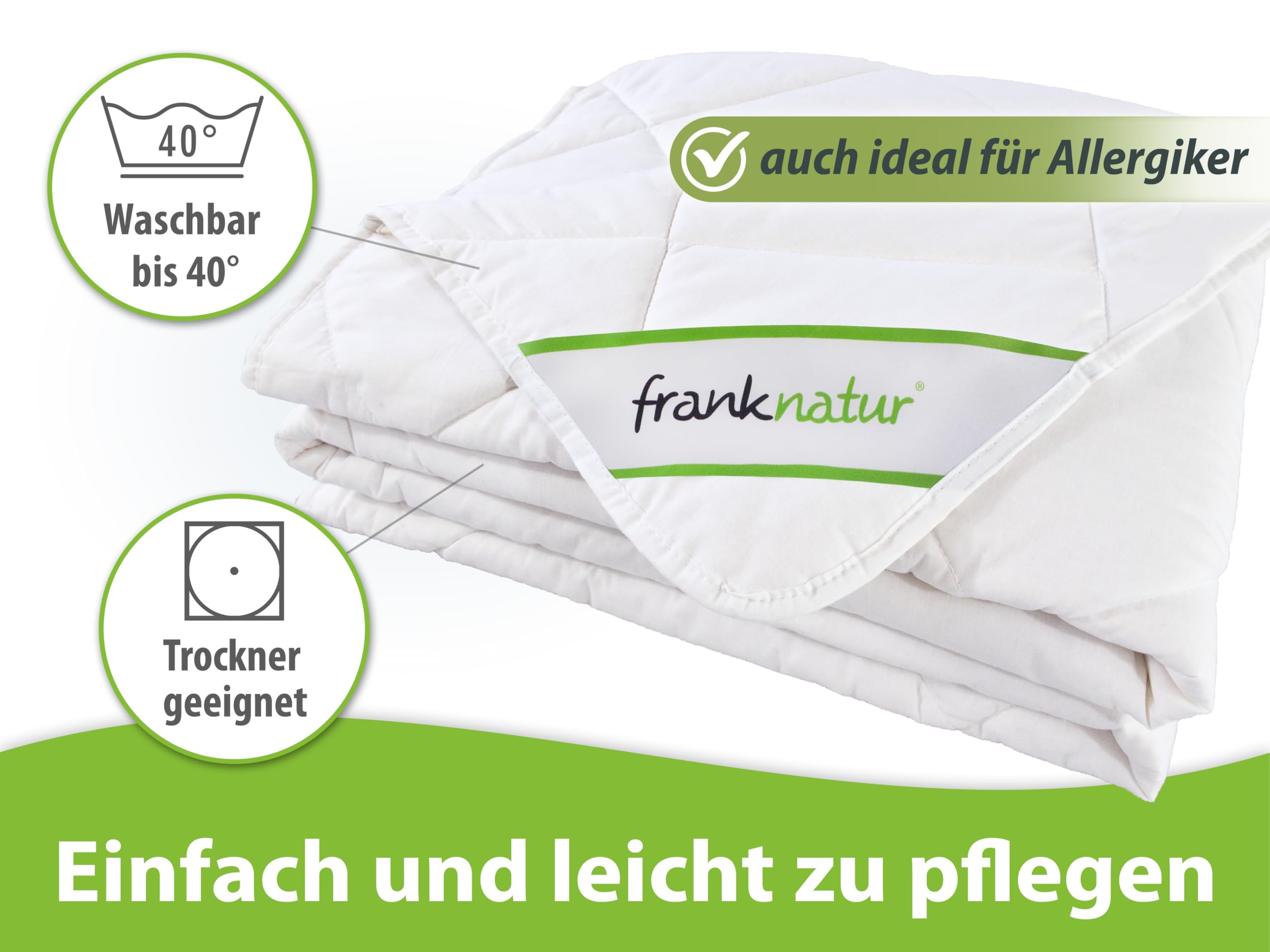 franknatur Sommerdecke 135x200 Bettdecke 80% Baumwolle und 20% Lyocell | leichte Sommerbettdecke, Füllung Baumwolle und Tencel, Bezug aus Baumwolle, atmungsaktiv, robust, waschbar, Oeko-TEX