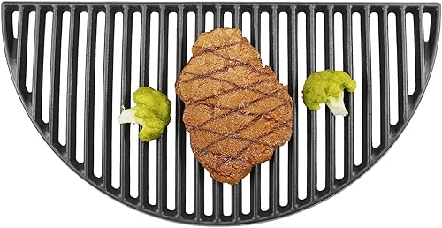 Miniatura 5 de Hisencn Rejilla de cocina de hierro fundido de media luna de 18 pulgadas para huevos grandes y verdes, Kamado Joe Classic I, II, III, Pit Boss K22,
