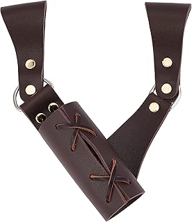 GORGECRAFT Funda de Espada de Cuero Renacentista Funda para Espada Mano Derecha Funda para Espada Medieval Funda de Rana Soporte para Caballero Pirata Disfraz de Cosplay Cuero de Plena, Coco Marrón