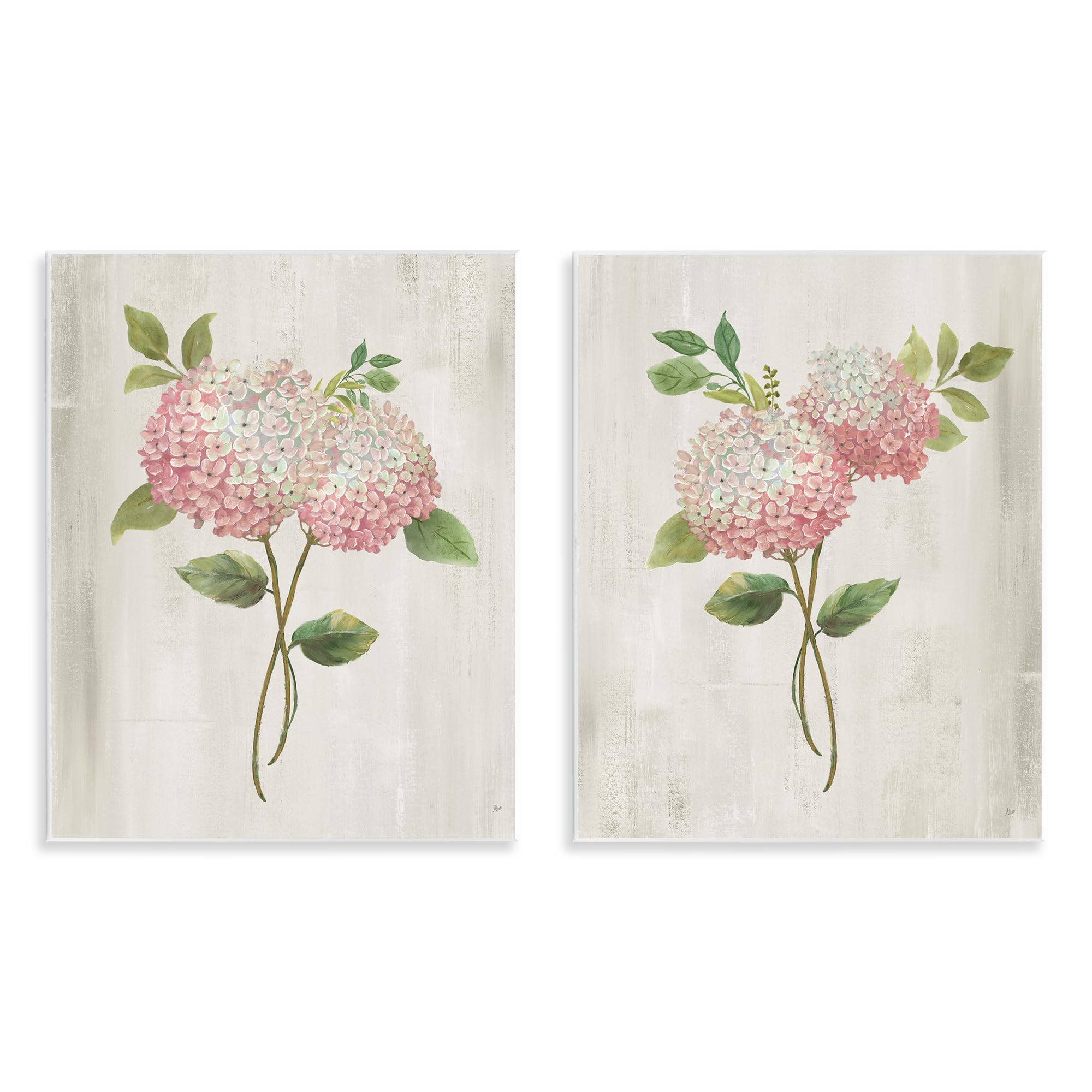 Stupell Industries Unframed 'Vintage Pink Hydrangea Pairs'| 2Pc Wall Plaque Art Set