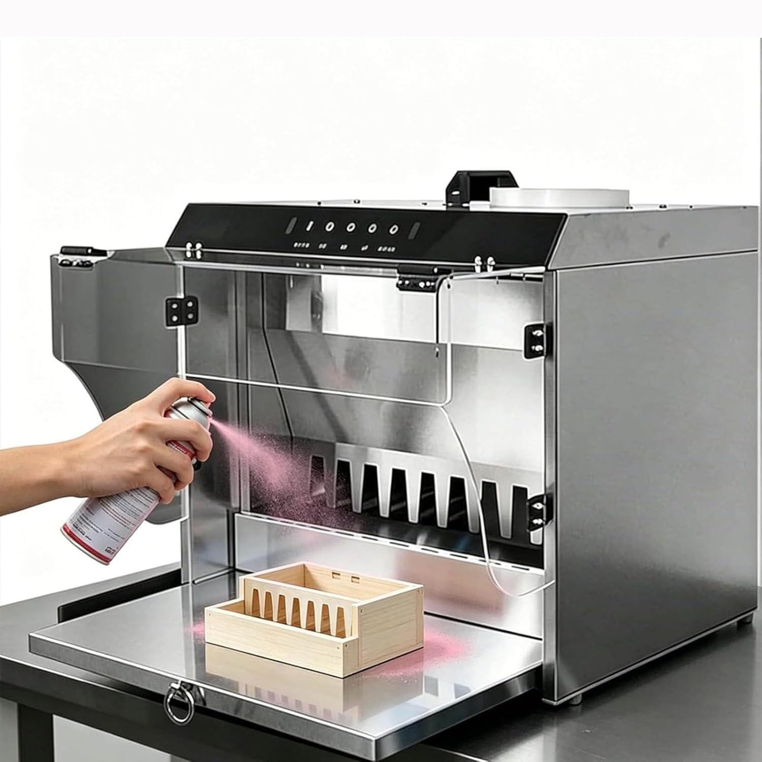 Spray Booth with Waterfall, Intelligent Water Curtain Paint Spray Booth, Portable Airbrush Spray Booth, With 3 Color LED Lights, Dust Baffle, 2200 L/H Flow, Automatic Lifting Water Pump, for DIY Art