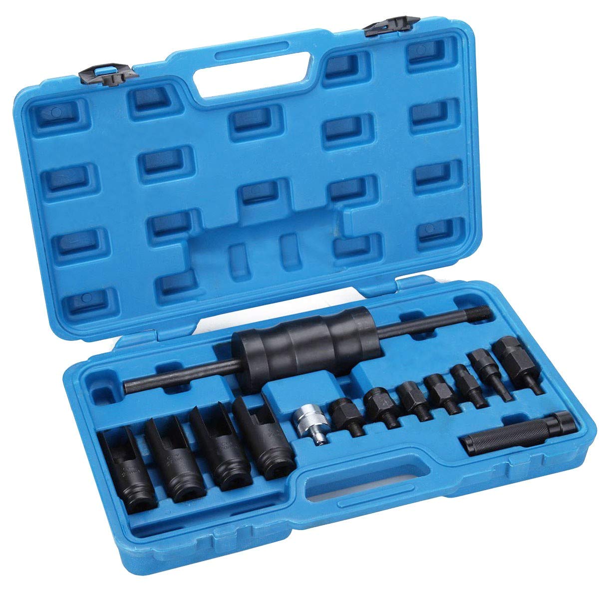 Extractor de inyectores para coche con martillo deslizante compatible con common rail, Bosch, Denso, Delphi y Siemens, 14 piezas
