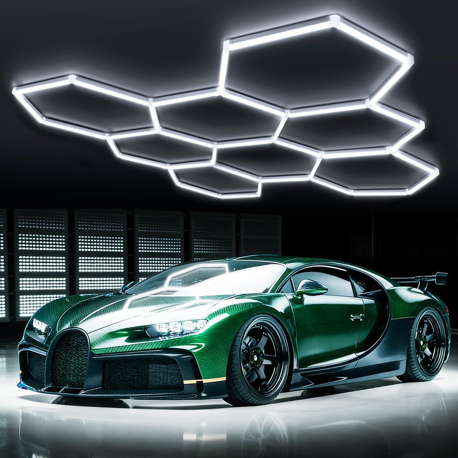 VLUMIERE Hexagon Garage Lights 8 Hex 280W LED Ceiling Lightsing for Garage