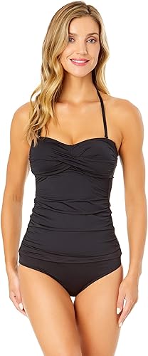 Miniatura 4 de Anne Cole Top de natación para mujer con nudo frontal fruncido