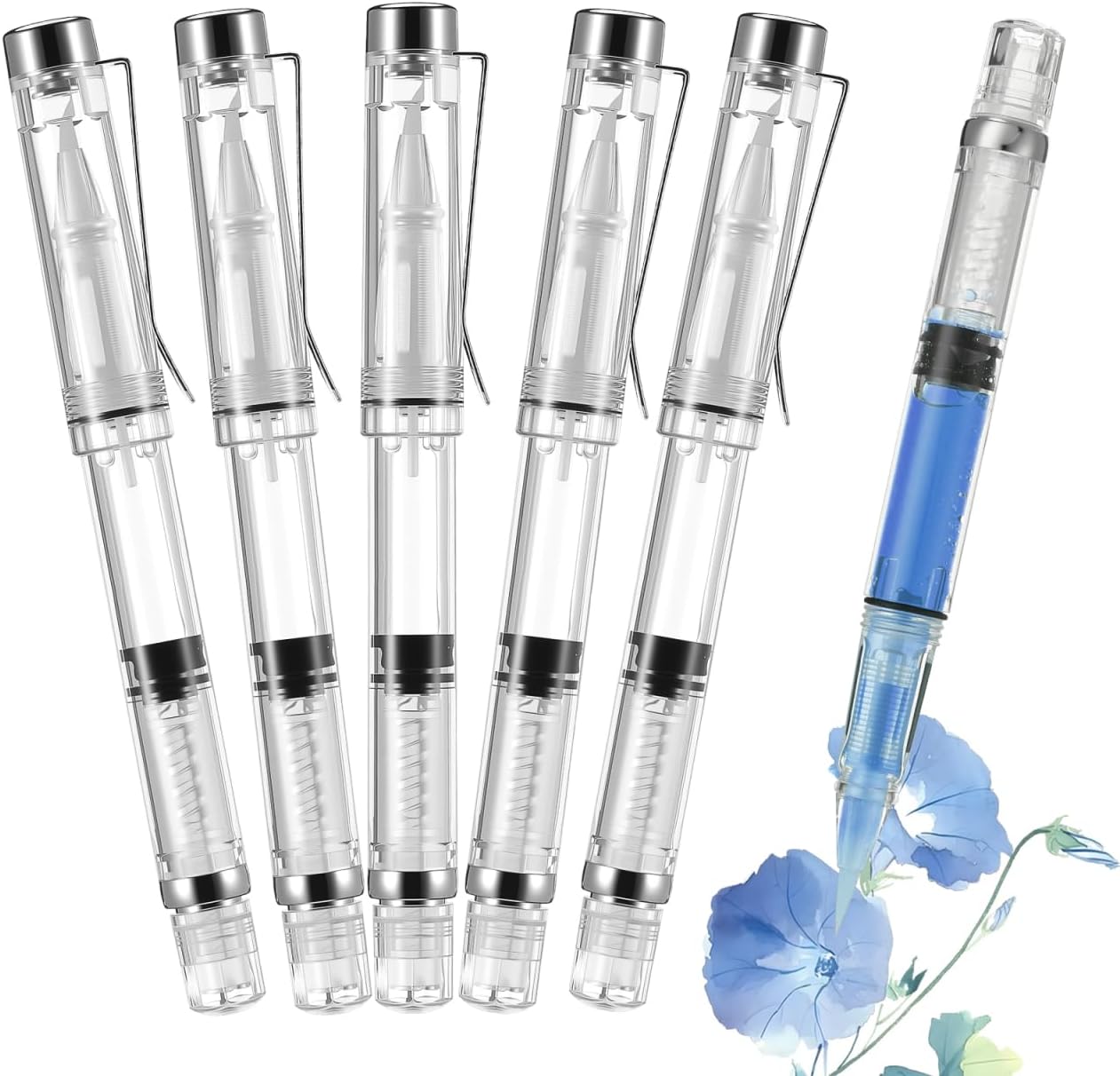 IMIKEYA 5Pcs Water Brush Pen: Point Tips Style Refillable Watercolor Brush Pens Set for Watercolor Painting, Calligraphy, Artists, Drawing