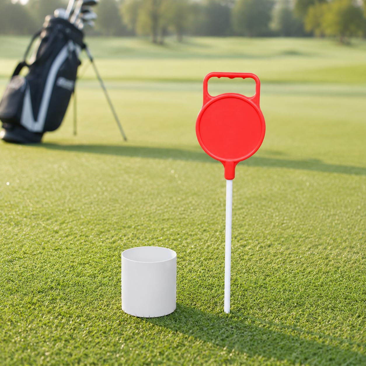 Golf Putting Flagstick Asta Bandierina Putt Green Accessorio Golfistica Plastica Impermeabile Durevole Adatto per, Asta portabandiera con maniglia + buca in plastica