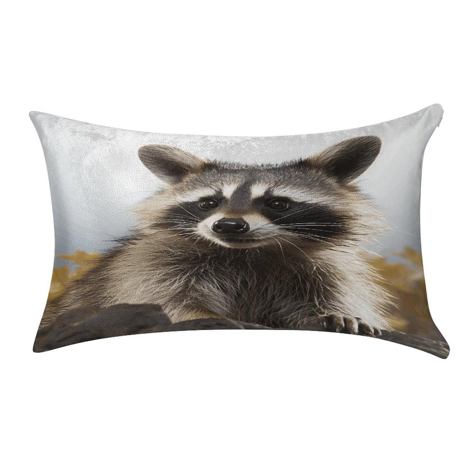 VstaDank Hairy Raccoon Pillow Covers Rectangular Cushion Case Cozy Decorative Throw Pillowcase Luxury Lumbar Pillow Shells with Zipper Soft Velvet Pillows Shams 12 X 20 in