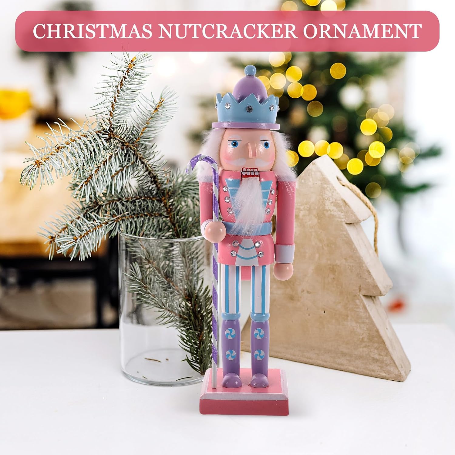 Abaodam Christmas Nutcracker Soldier Ornament Wooden Nutcracker Decor for Holiday Home Decoration Charming Xmas Figure for Living Friends and Family