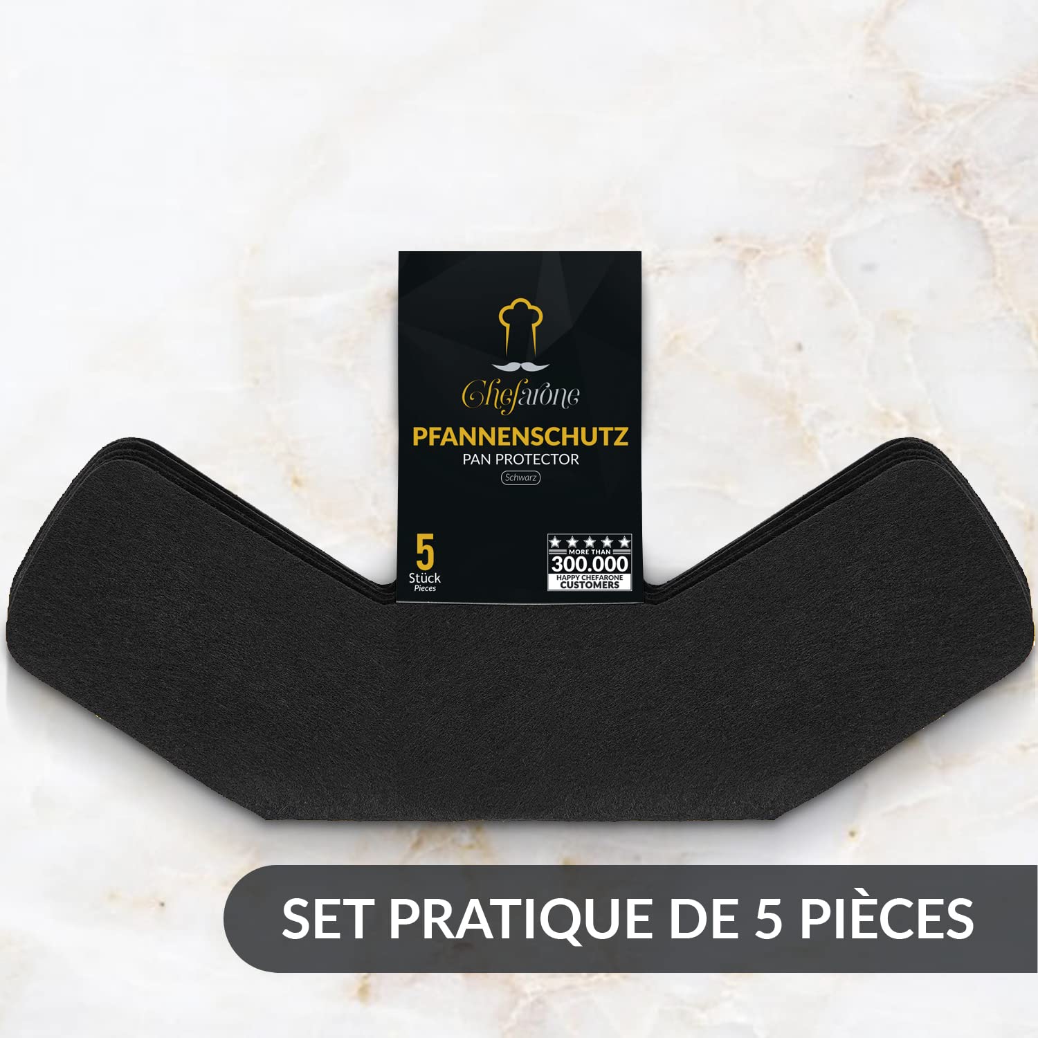 Protège poêles et séparateur de casseroles Cherafone – Lot de 5 – Parfaits pour éviter Les Rayures sur des poêles antiadhésives