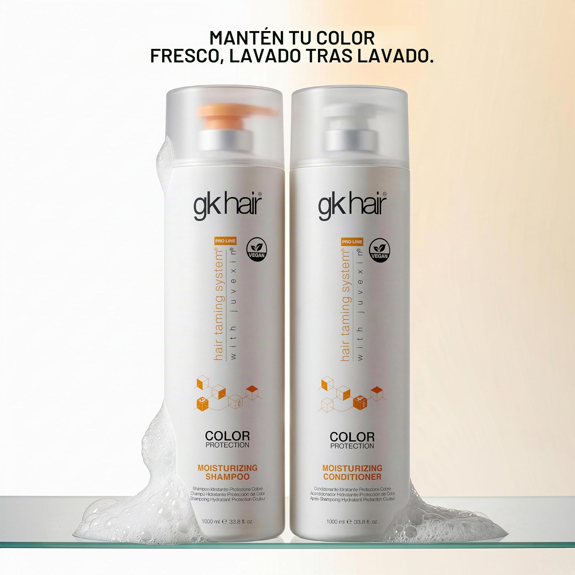 GK HAIR Global Keratin Moisturizing Shampoo & Conditioner Sets 1000ml Para Daños Secos Tratados Con Color Rizado Frizzy Orgánico Sin sulfato de parabenos Uso diario después de una limpieza profunda
