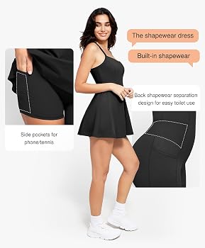 shapewear dress with shorts Amazon.com: Popilush Shapewear Tennis Mini Dress with Built-in Bra, Shorts, Pockets - Workout & Golf Dress