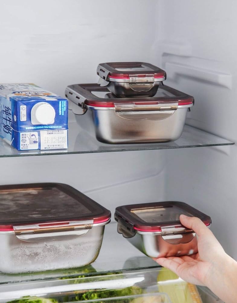 ステンレススチール 保存容器 3個セット Amazon｜ステンレススチール食品保存容器3点セット 蓋付き 気密