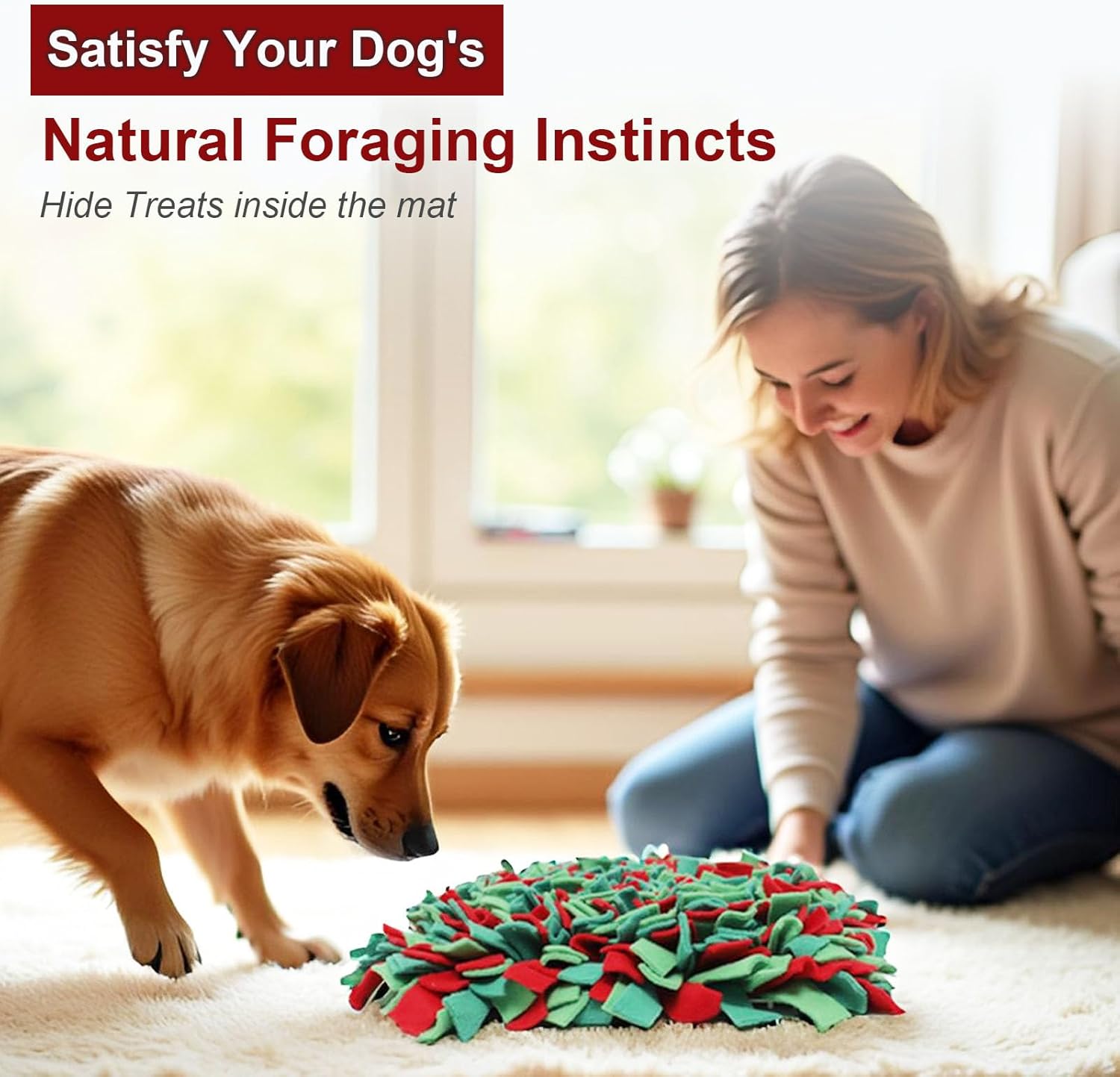 Ablechien Snuffle Mat for Dogs - Christmas Dog Toys, Sniff Mats for Dogs - Nosework Training Mats for Foraging Instinct, Enrichment Toys for Small/Medium/Large Pets