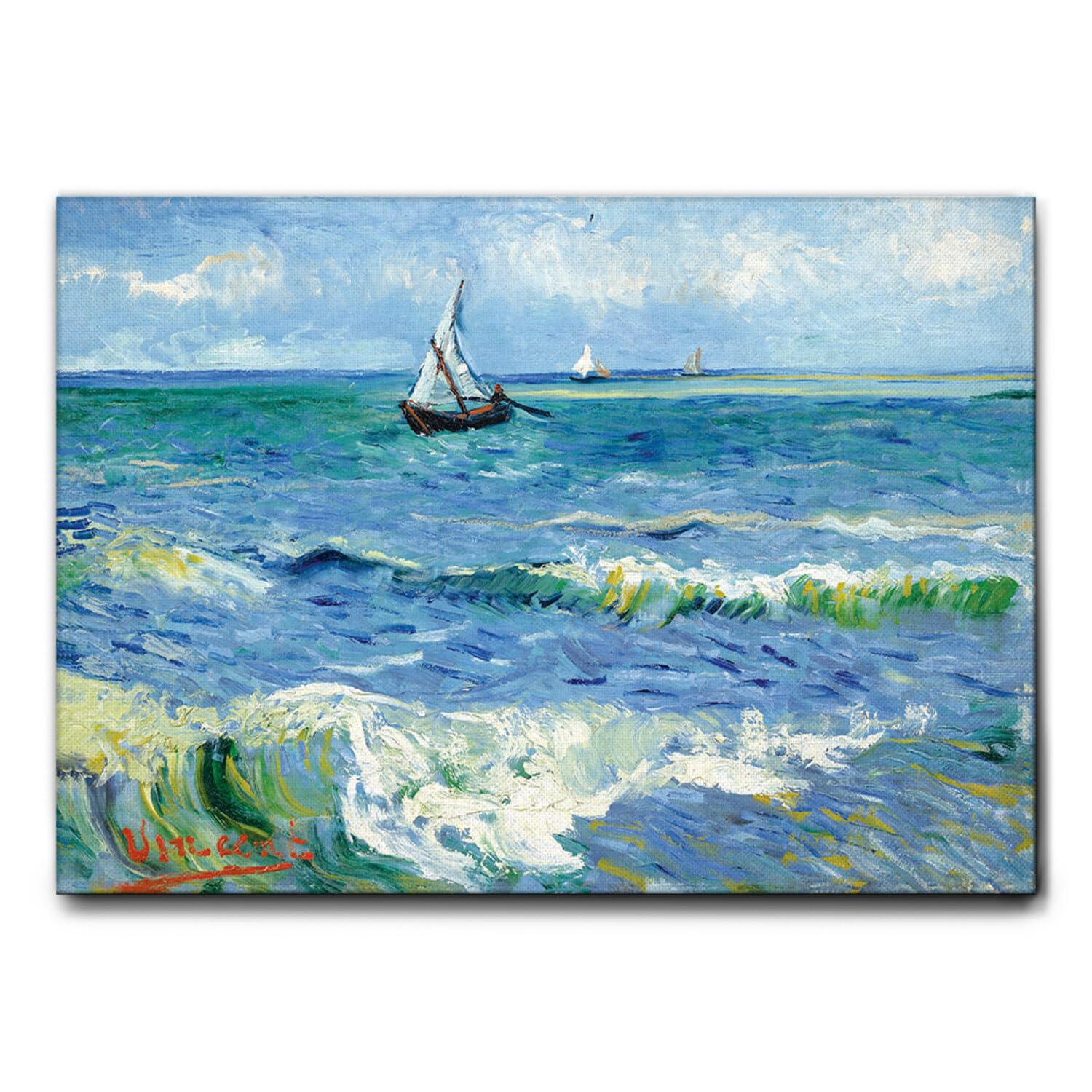 Giallobus - Quadro - Vincent Van Gogh - Il mare a Les Saintes Maries - Tela Canvas Telaio Standard - 100x70 - Pronto da appendere - Quadri moderni per la casa