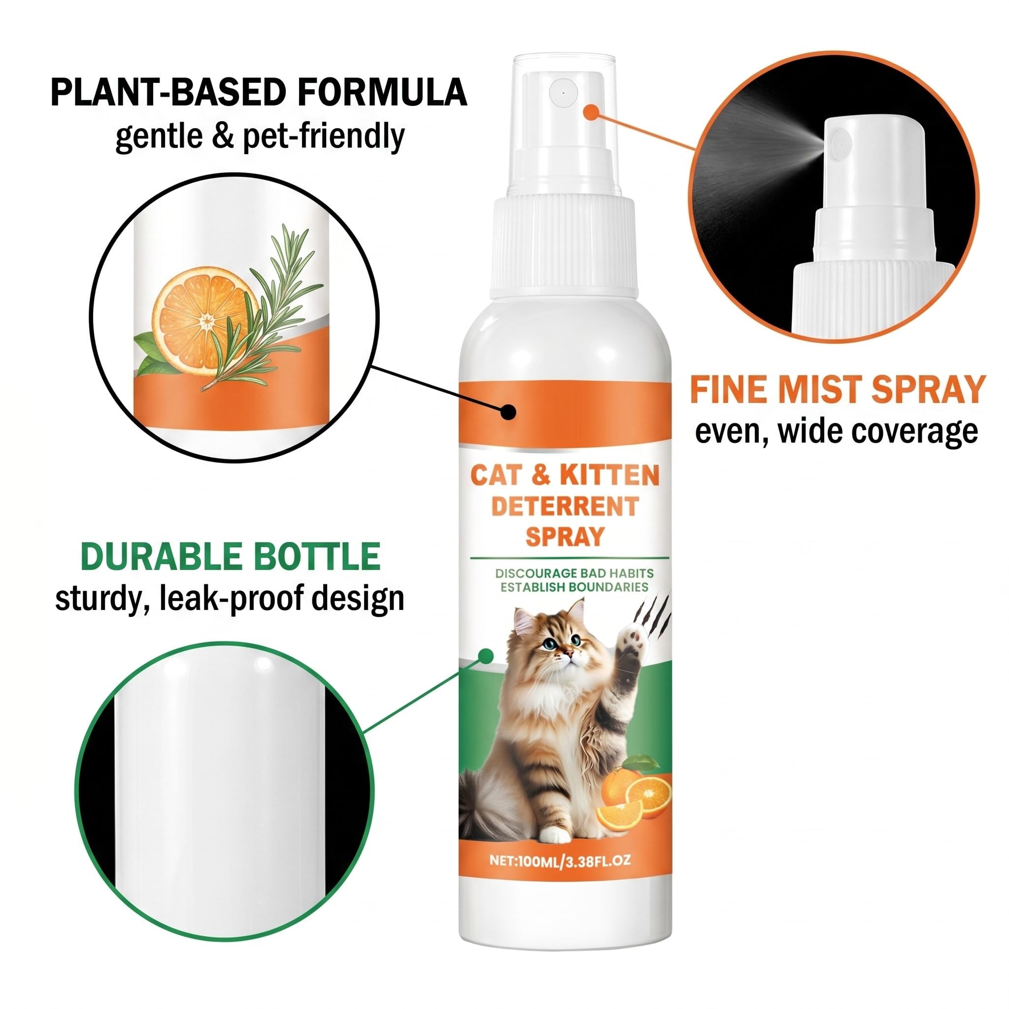 Spray Repellente per Gatti Naturale Anti Graffio Deterrente per interni ed esterni sicuro ed efficace protegge mobili divani tappeti e aree riservate