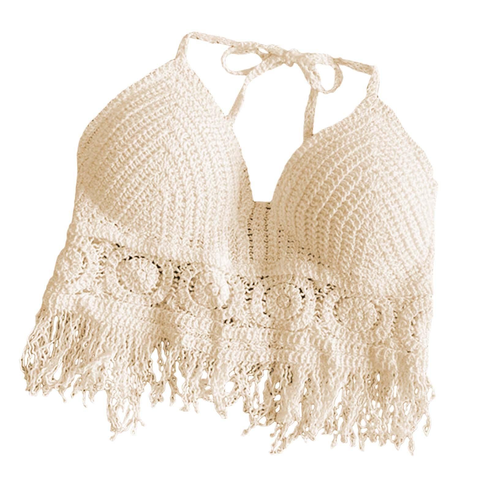 VISTORA Bohemia Crop Top Corset Vest Hollow Out Tank Camis Bralette for Women Rave 37cmx26cm Beige|Womens Clothing|Tops & Blouses