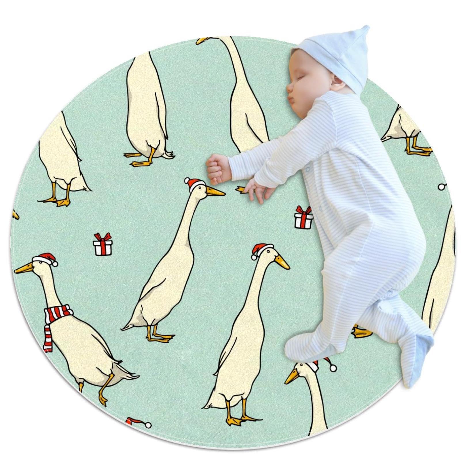 Tapis de salle de bain rond antidérapant blanc 1m contre les chutes d'enfants