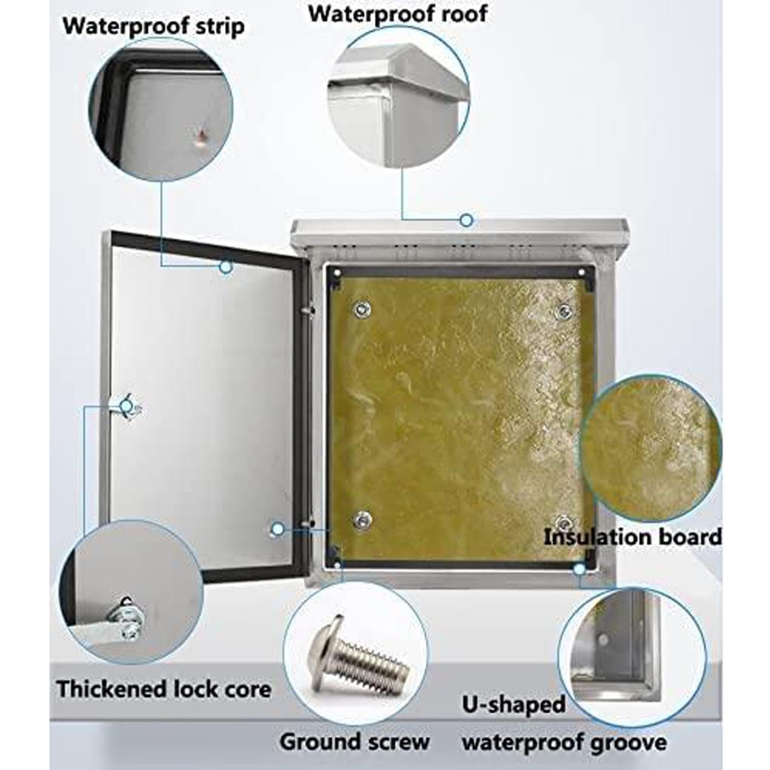 XBTGS Scatola di giunzione elettrica impermeabile in acciaio inossidabile, recinzione a parete per elettronica, piastra di montaggio isolata, 600x500x180mm, scatola di progetto durevole per Sec