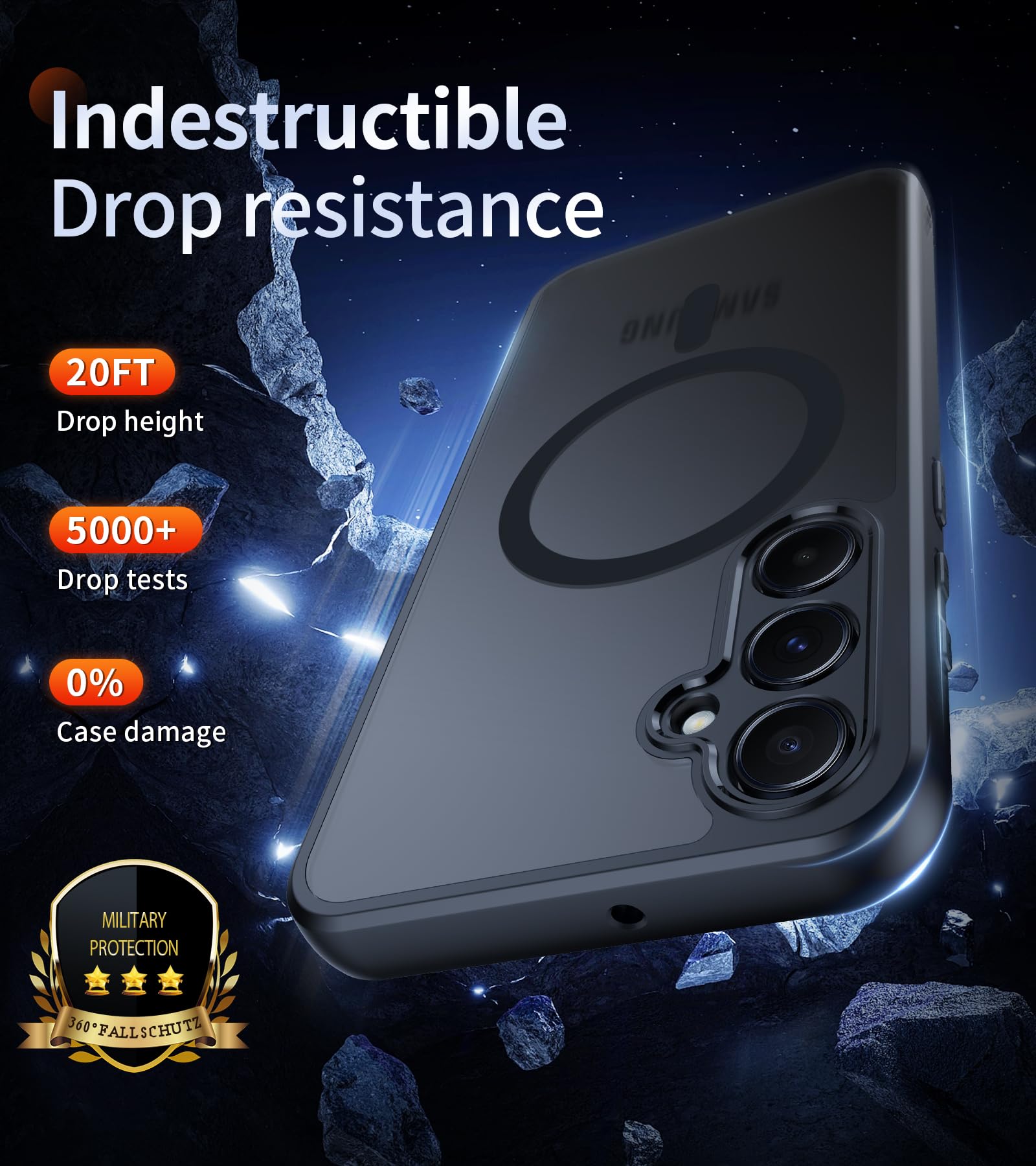 Opkiegrn Magnetica Cover per Samsung Galaxy A56 5G con 2 Pezzi Vetro Temperato, Compatibile con MagSafe, [Antiurto Grado Militare] Custodia Posteriore Glassata Traslucida Anti-Impronte, Nero