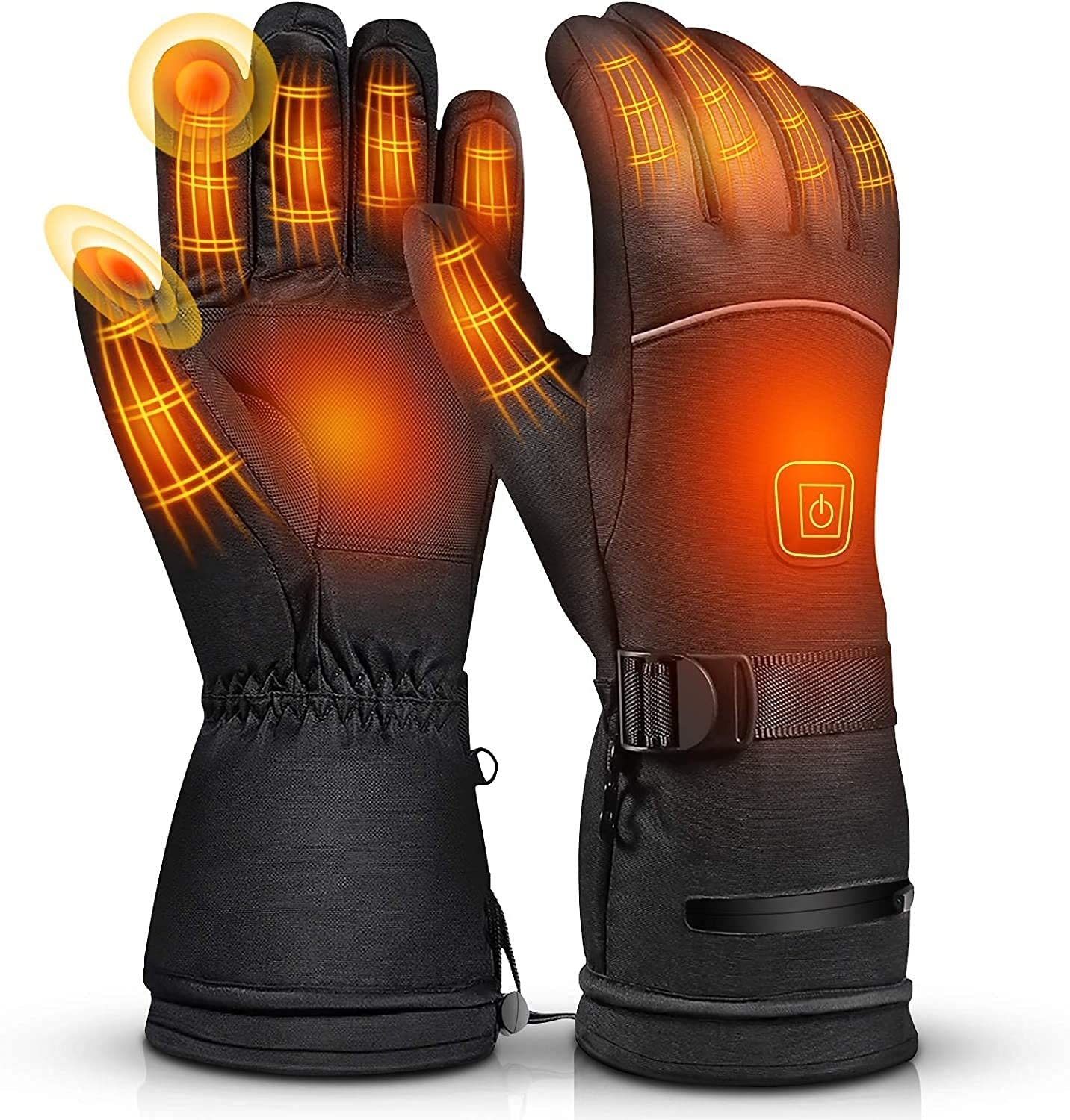 Guanti Riscaldati, Guanti Caldi Portatili con 3 Livelli di Riscaldamento, Guanti Impermeabili E Antivento Touchscreen Adatti per Ciclismo E Sport All'aperto Black,M