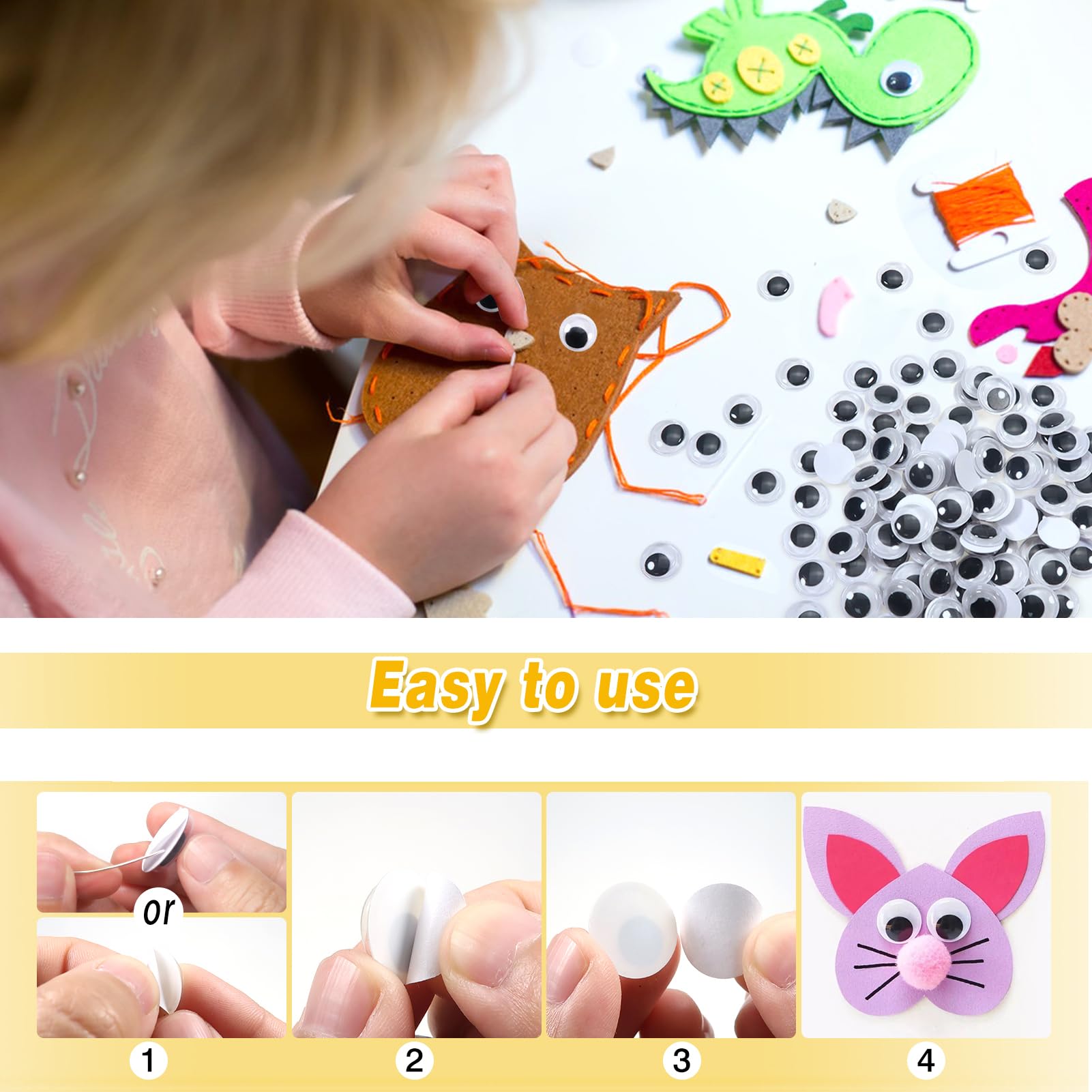 Occhi Adesivi TOAOB - 8 Pezzi Mobili, 40mm E 50mm, Per Lavoretti Fai Da Te E Bambole - Foto 10