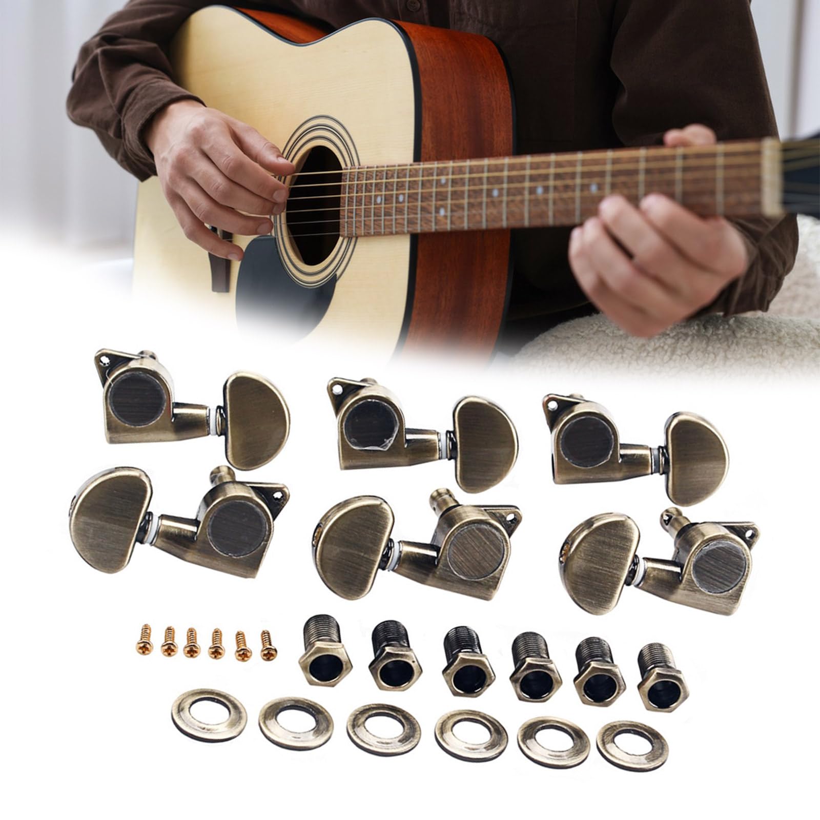 6 pezzi in metallo per accordare corde per chitarra, pioli di ricambio per meccanica, chiave per accordatura acustica