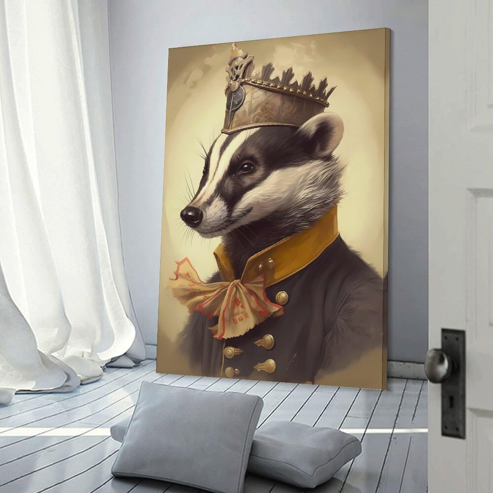 Junmoney Badger Fancy Wall Art Print, 16x24inch(40x60cm), for Study, Office Or Focused Interiors, Home Office Artwork with Decorative Appeal