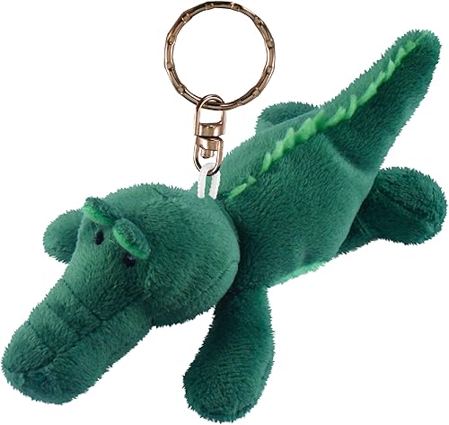 Puzzled Llavero de peluche de cocodrilo Llavero de peluche suave de animales salvajes de animales verdes cocodrilo accesorio decorativo de peluche