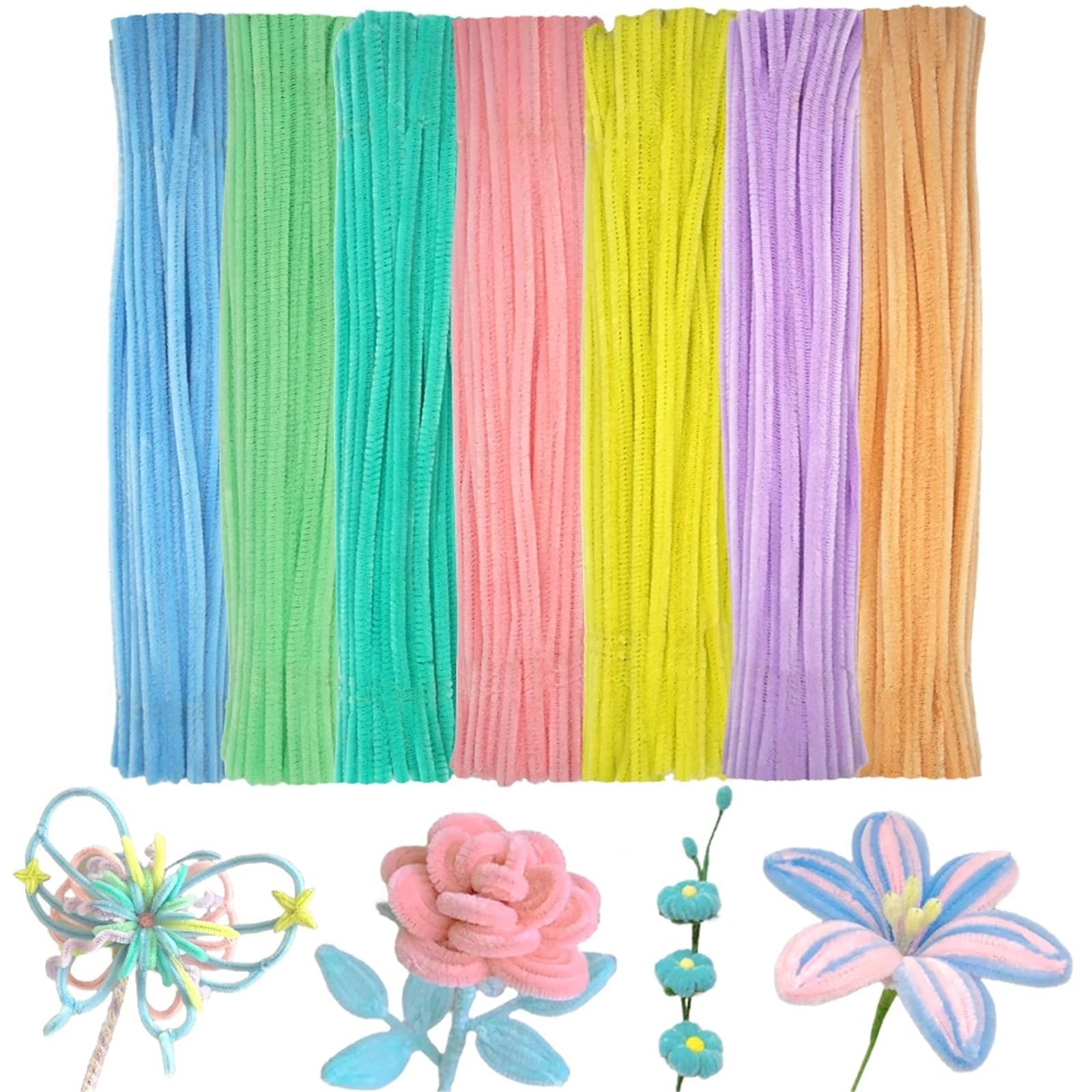 Cure-Pipes pour Loisirs créatifs, Cure-Pipes 100 pièces 7 Couleurs 30cm tiges Chenille Bricolage projets Scolaires d'artisanat(Mixed color-700pcs)