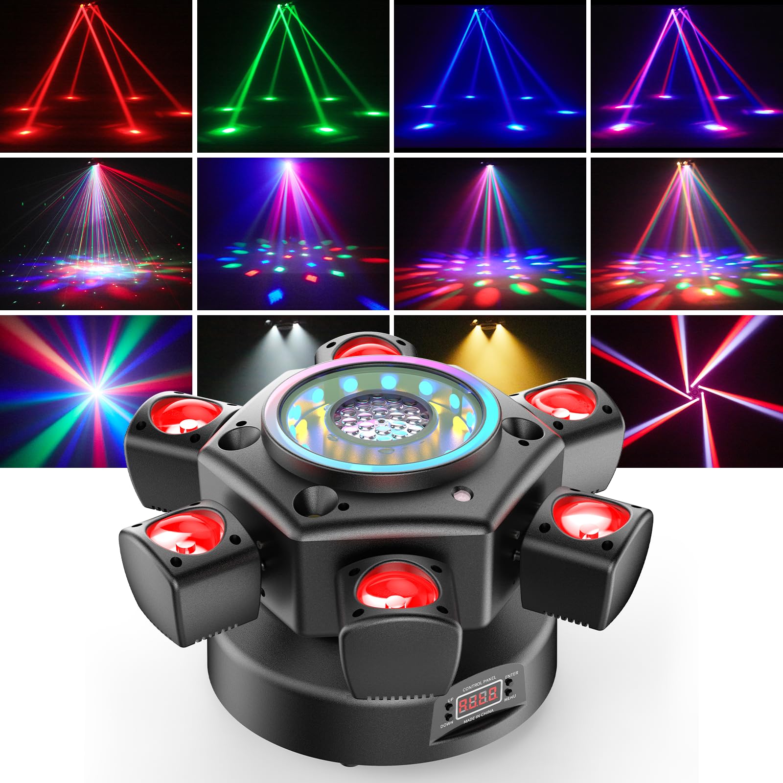 150W Beam Moving Head Bühnenlicht, RGBW LED Disco Magic Ball Effekt mit Fernbedienung Partylicht Scheinwerfer DMX512 Strobe für Halloween KTV DJ Hochzeit