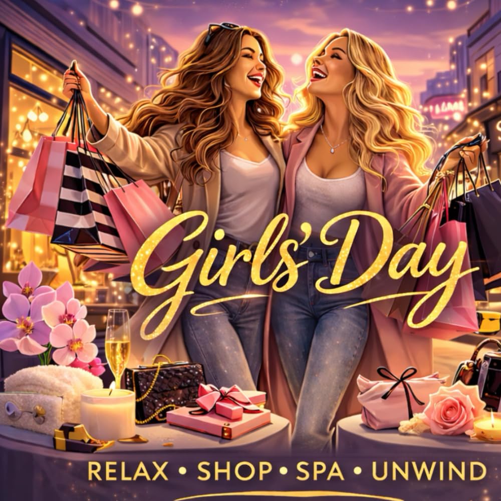 Girl’s Day: Relax, Shop, Spa, Unwind: A Relaxing Self-Care Coloring Book for Women and Teens with Cute Spa Moments, Shopping Fun and Cozy Beauty