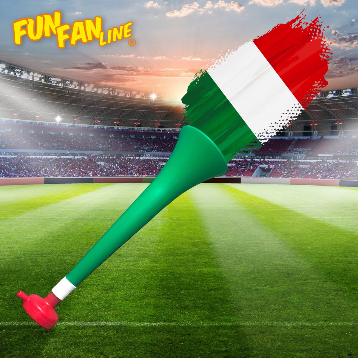 FUN FAN LINE - Pack 3 Resistant Plastic Vuvuzelas, Italy, Normal - Image 4