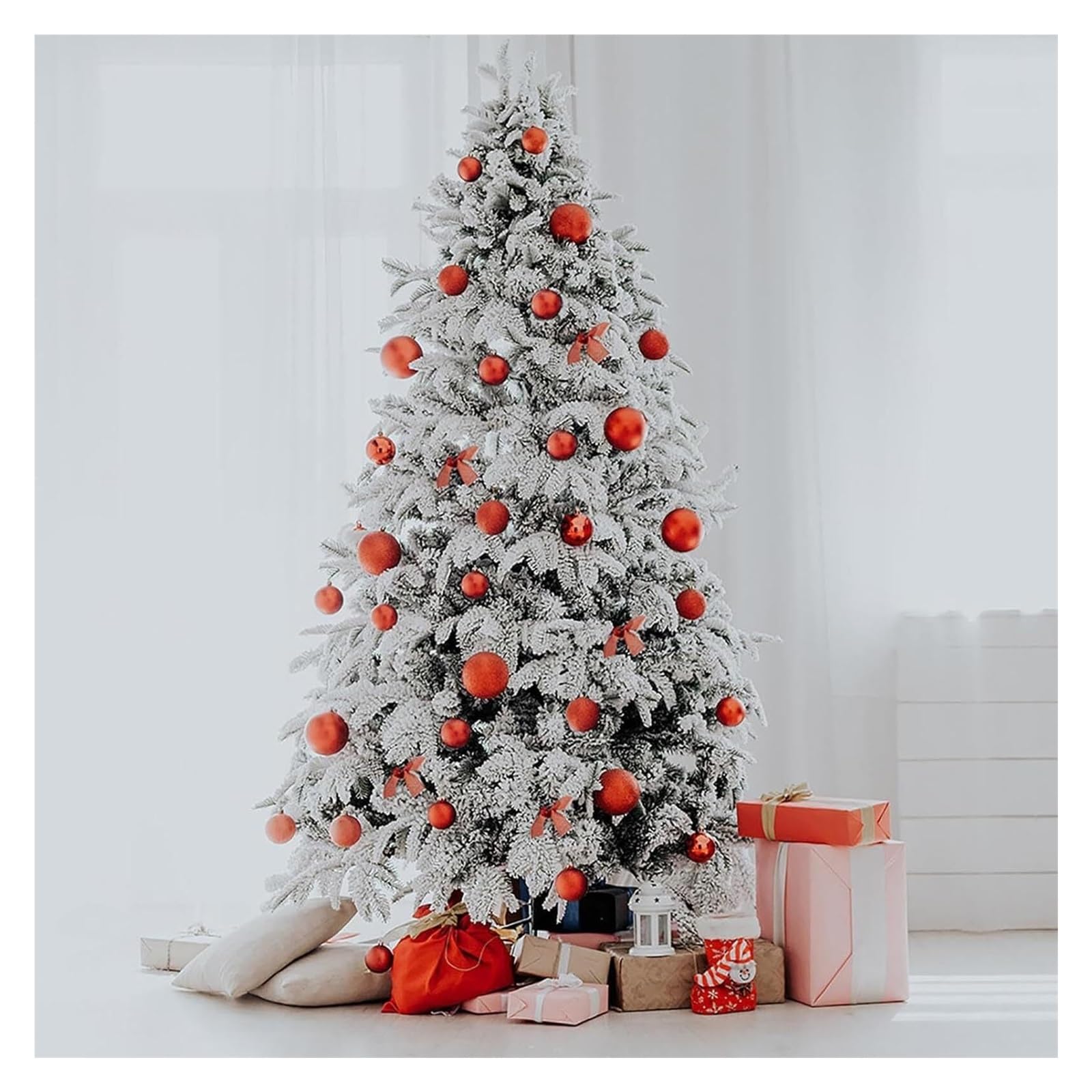 Sapin de Noël Artificiel coloré floqué de Neige de 1,8 m avec Boules décoratives for la décoration de la Maison