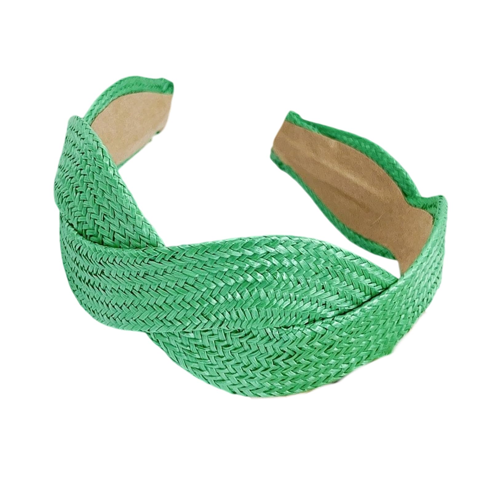 MICFENY Elegant Color Straw Headband With Braided Detail Wide Hairband Design Lightweight Breathable For Daily Use Event