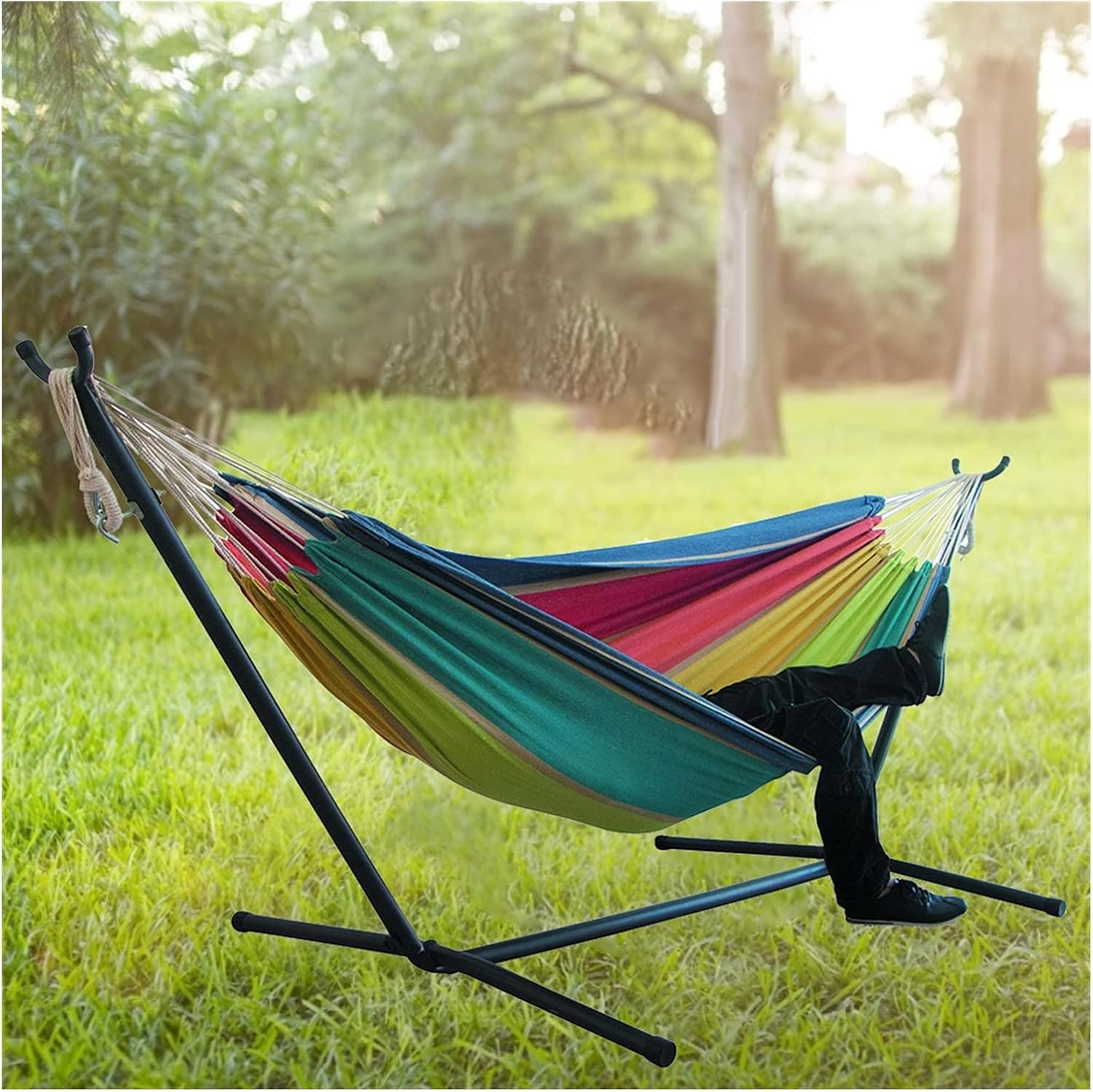 Outdoor Hammock Two-Person Hammock Camping Thicken Swinging Chair Outdoor Hanging Bed Canvas Rocking Chair Not with Hammock Stand 200150cm (Color : C)