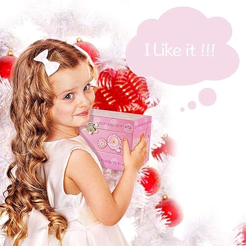 Miniatura 6 de RR ROUND RICH DESIGN Joyero musical para niñas con cajón y juego de joyas con tema de bailarina color rosa cisne