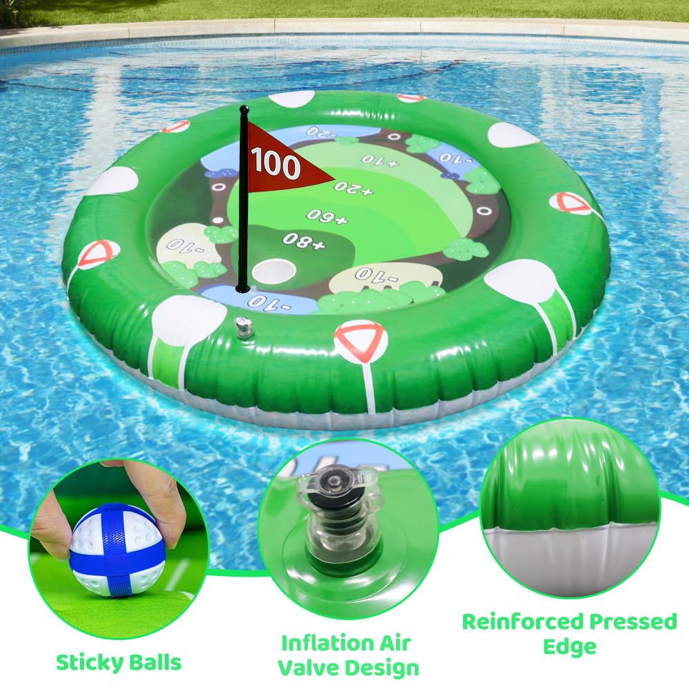 Giocattolo gonfiabile per piscina da golf, set di allenamento con 1 mazza da golf e 6 palline, giochi d'acqua galleggianti, per adulti e famiglie