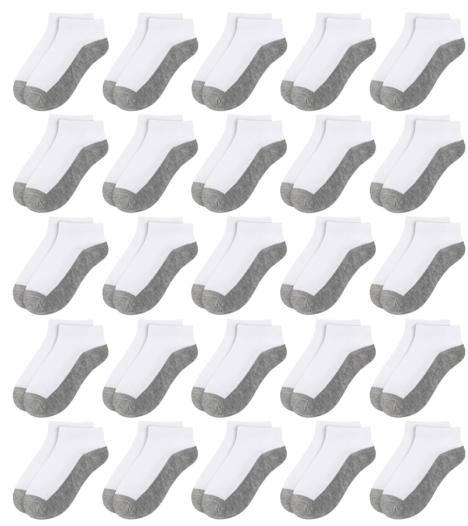 BOOPH 25 Pack Kids Low Cut Ankle Socks Boys Girls Half Cushion Athletic Socks