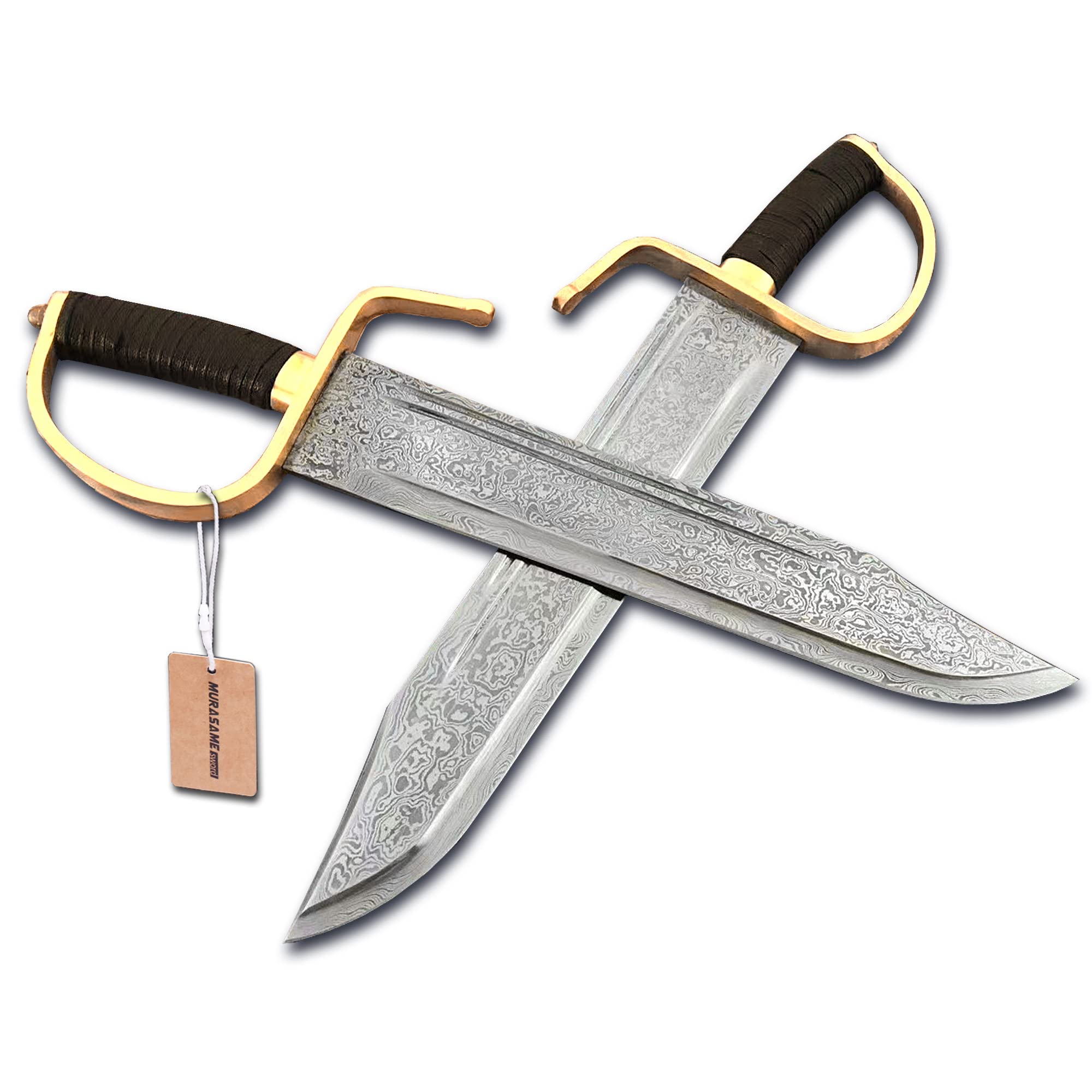 MURASAME Chinese Wing Chun Butterfly Sword Damascus Folded Steel Blade Sharp Handmade