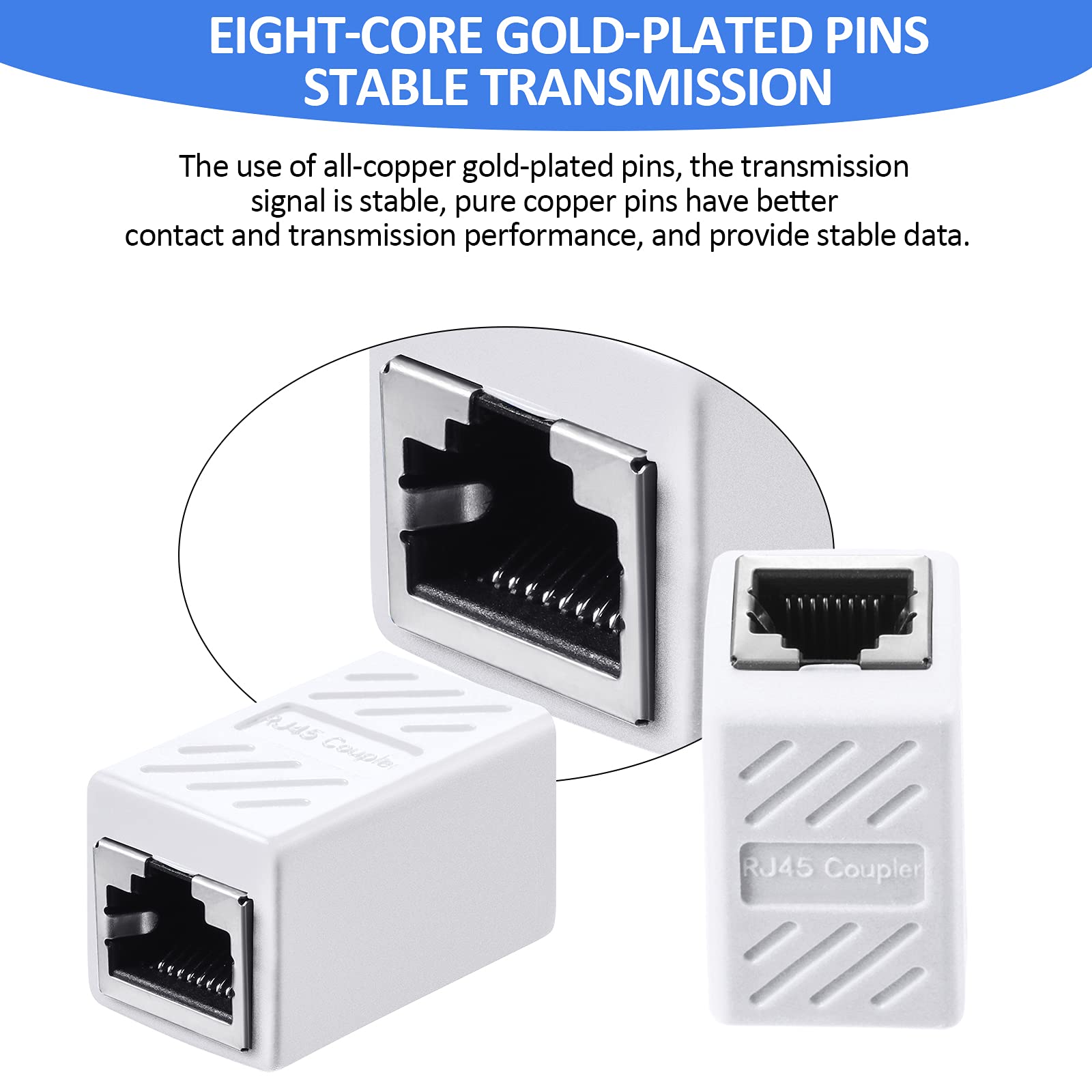 Acoplador RJ45 10Gbps (10 Piezas) – Adaptador Hembra A Hembra Para Extender Cable Ethernet Cat7/Cat6/Cat5