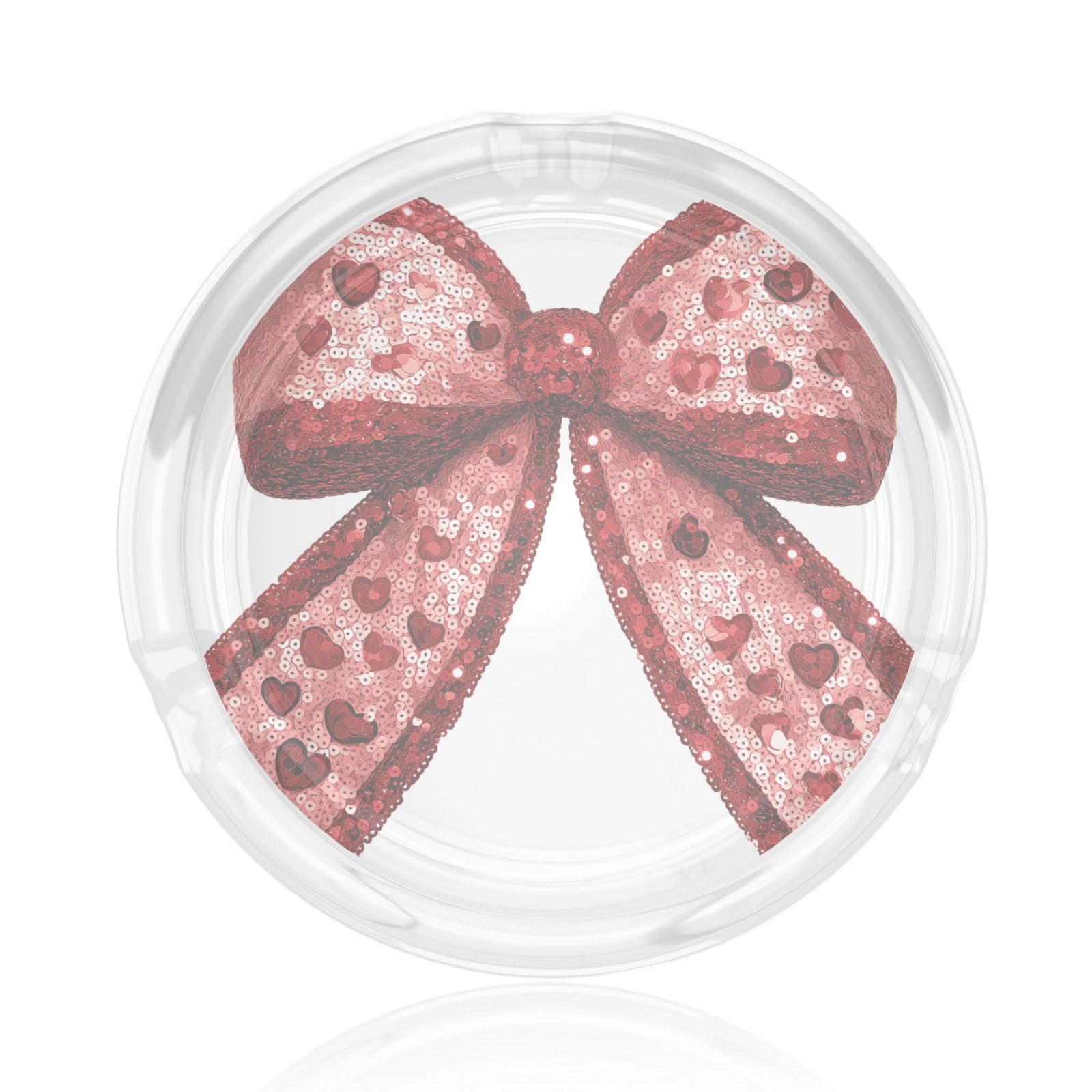 Red Pink Coquette Sequins Bow Glass Ashtray For Cigarettes Ash Trays Case For Home Office Decor