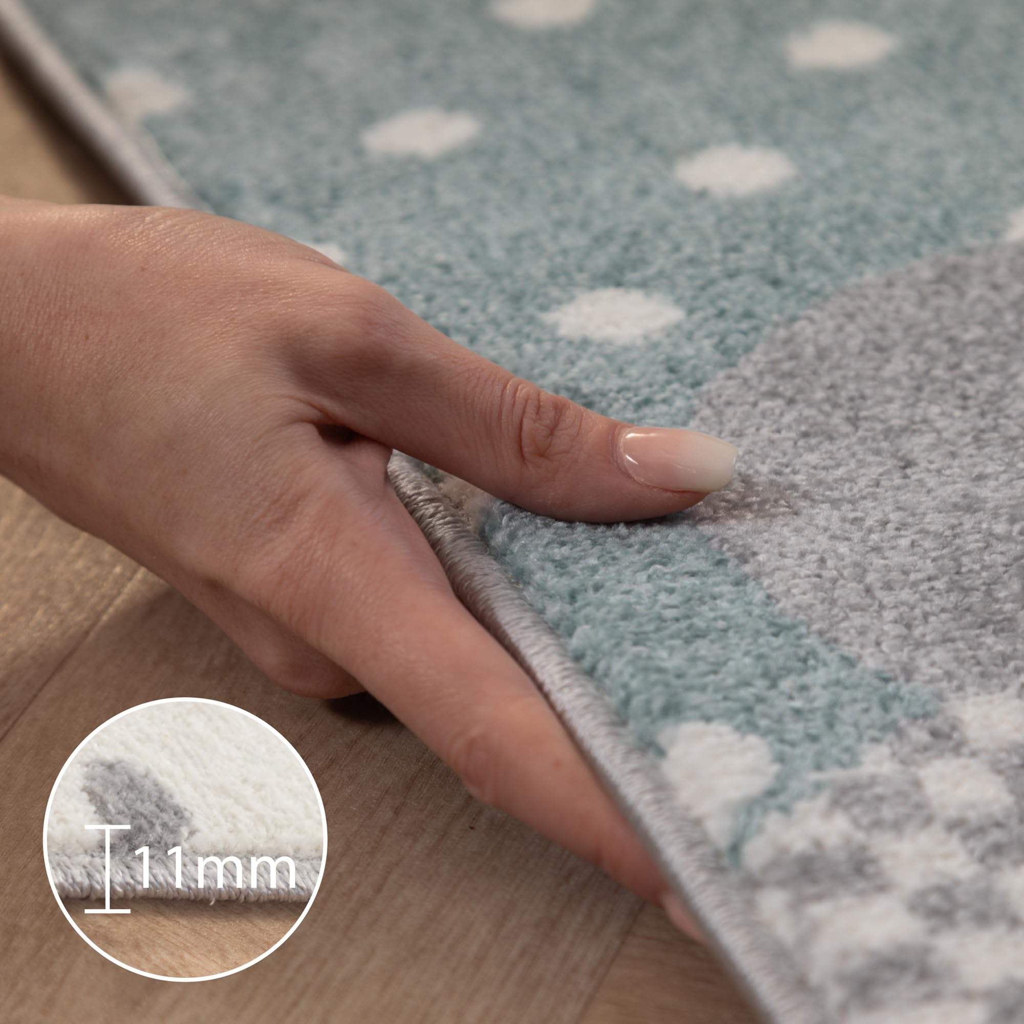 Carpettex Tapis pour Enfants avec Design de Nuages pour la Chambre d'enfant, Tapis pour Enfants, Couleur: Bleu, Taille: 120 cm Rond