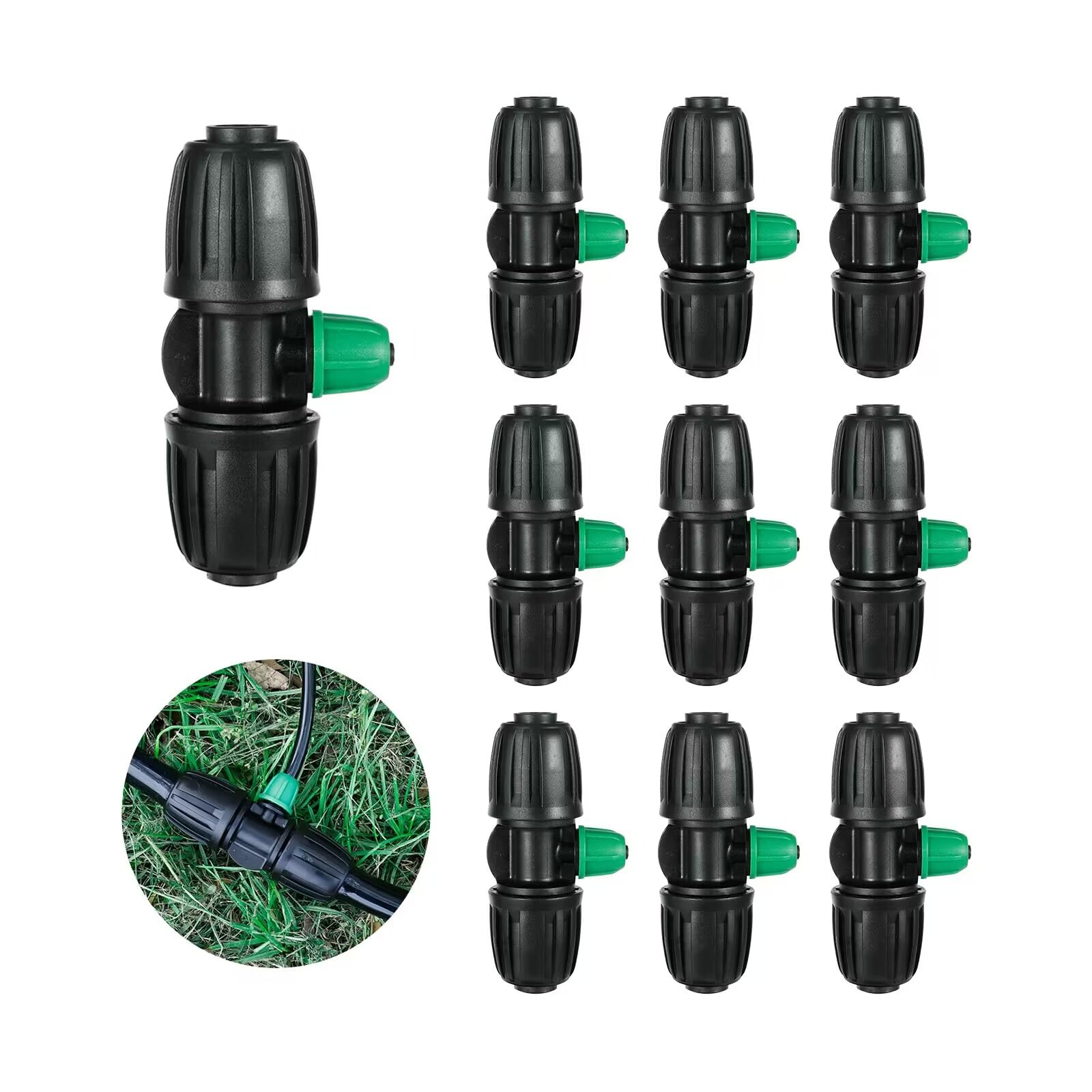 12Pcs 1/2" Tubing to 1/4" Lock Barbed Tee Three Way Connectors
