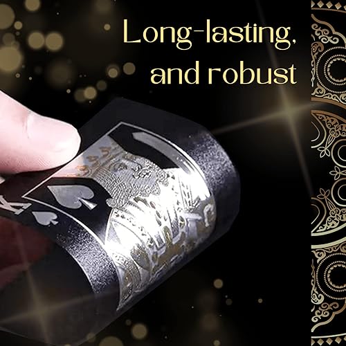 Miniatura 2 de Magic Kiss Cartas de póquer impermeables de papel de aluminio dorado y plateado, baraja de plástico para regalo (negro B 1 baraja)